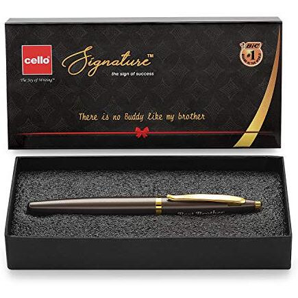 Cello Signature Premium Pen|Ideal Rakhi Gift For Brother|Pens|Rakshabandhan Gifts|Smooth Writing Roller Pen|Best Brother Engraved Pen|Rakhi Pen Gift Set|Best Brother Gift Pack|Gold