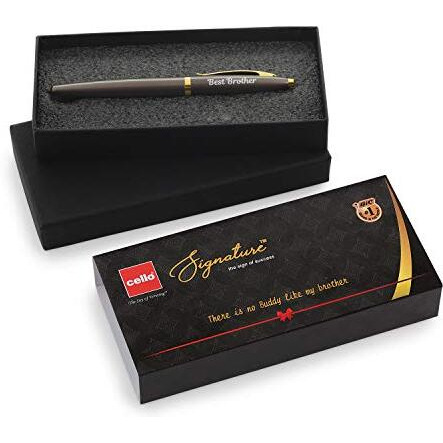 Cello Signature Premium Pen|Ideal Rakhi Gift For Brother|Pens|Rakshabandhan Gifts|Smooth Writing Roller Pen|Best Brother Engraved Pen|Rakhi Pen Gift Set|Best Brother Gift Pack|Gold