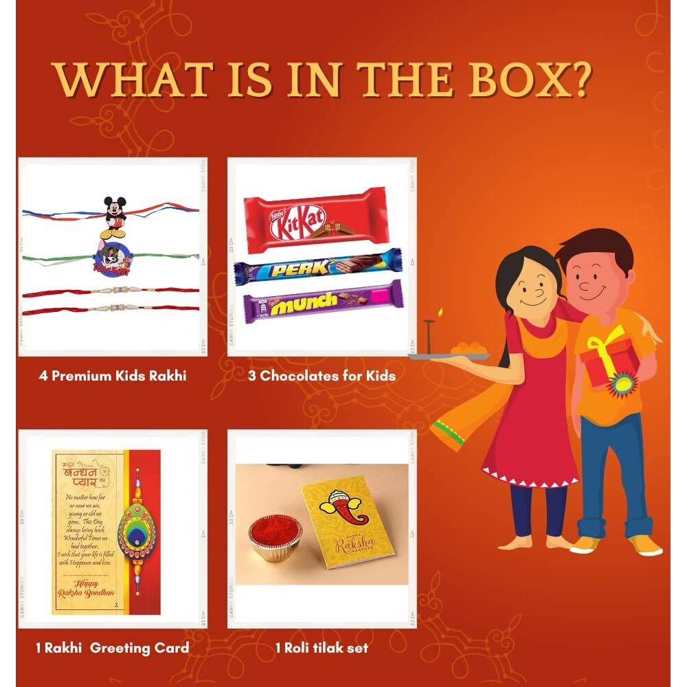 Collectible India Kids Rakhi with Chocolate Gift Combo for Brother Kid, Rakhi Combo for Kids with Gift Rakshabandhan Gifts (1 Set)