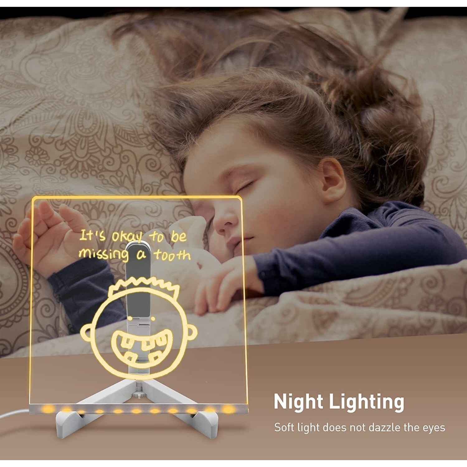 NYRWANA Led Board for Writing, 3D Acrylic LED Message Board, Led Writing Board, Birthday Gift, Rakhi Gift, Acrylic Dry Erase Board with 13 Pen & Stand for Note/Message - 15 x 15 x 1 cm