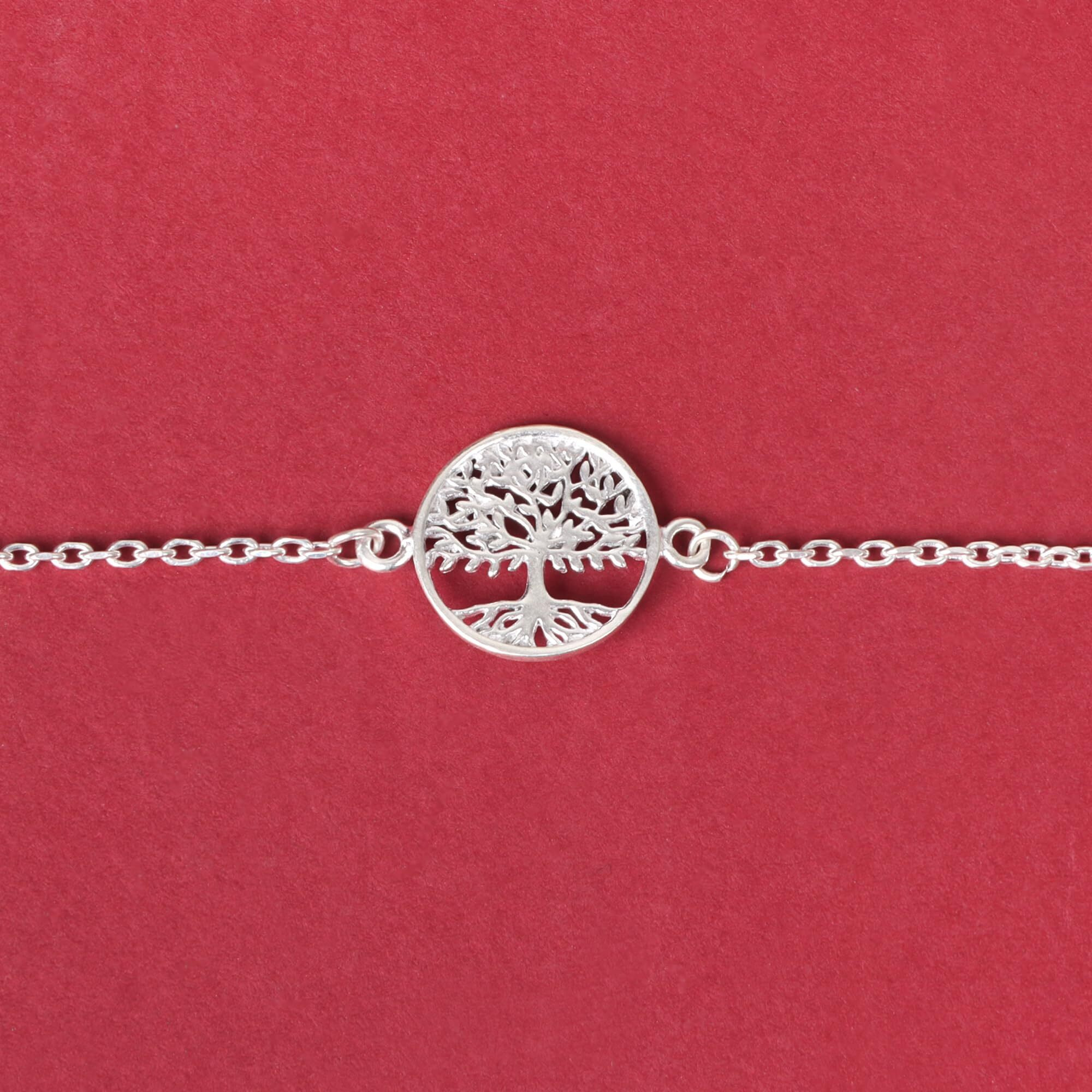 Silver Chest 925 Silver Rakhi for Brother - Pure Chandi Rakhi for Men and Boys in Moli Dhaga with Authenticity Certificate | Design -Tree of Life Charm