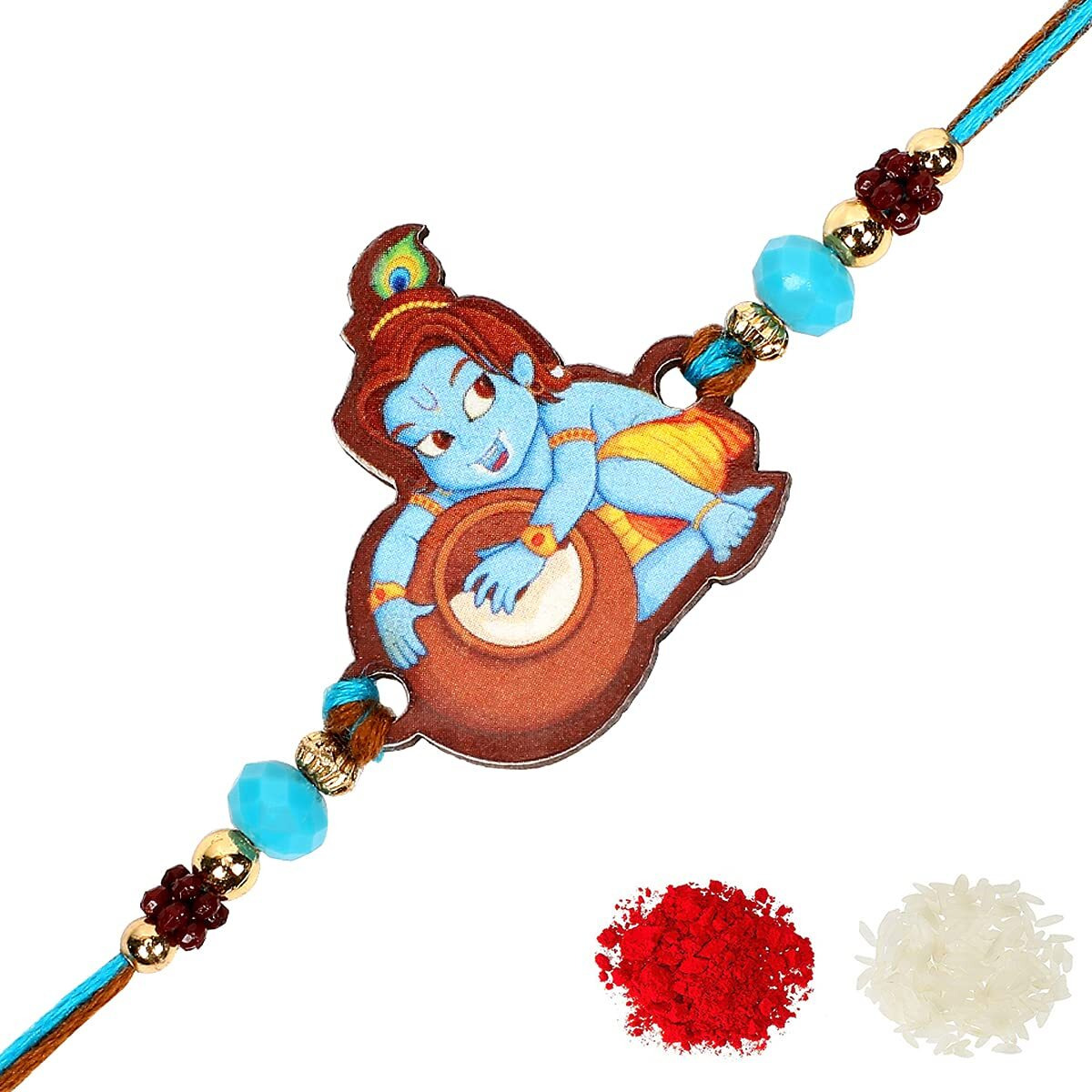 Riddhika Ventures Stylish Kids Rakhi Bracelet with Roli Chawal and Greeting Card (P12)