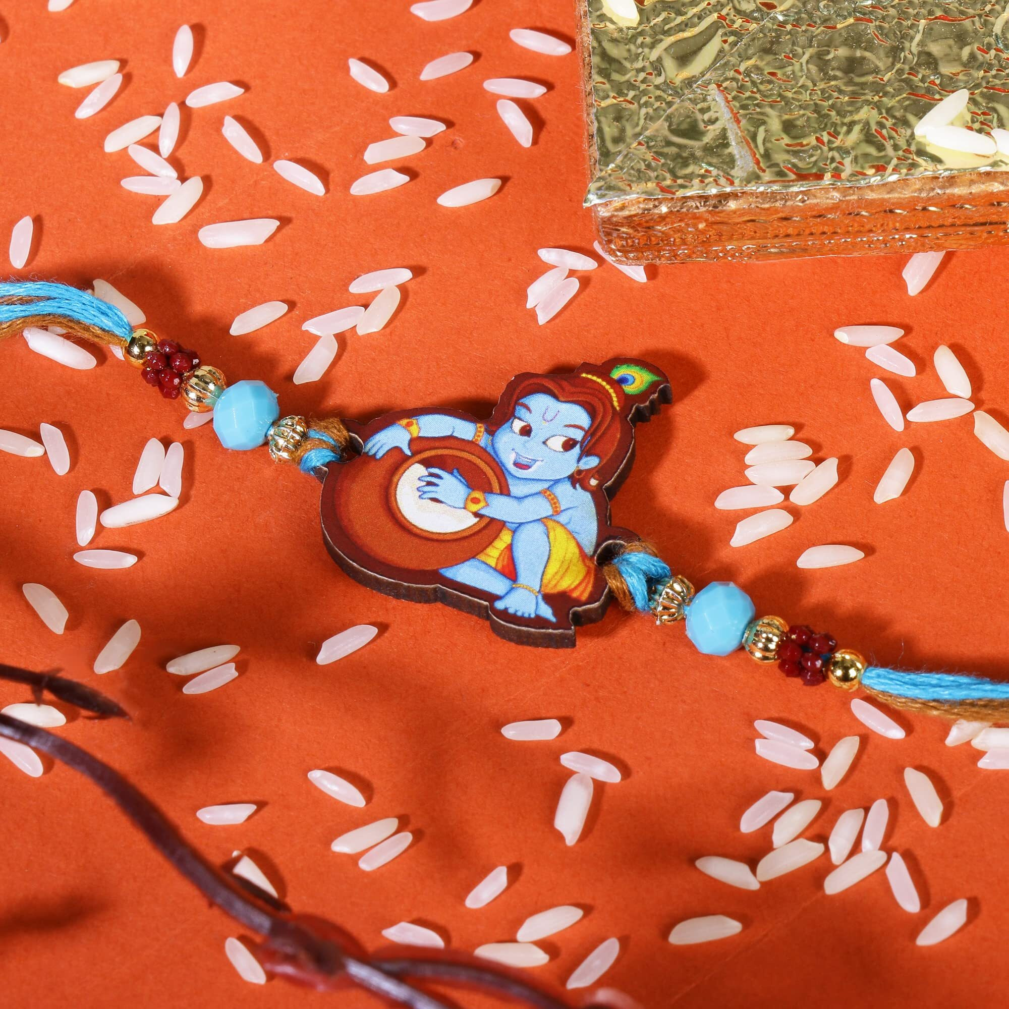 Riddhika Ventures Stylish Kids Rakhi Bracelet with Roli Chawal and Greeting Card (P12)