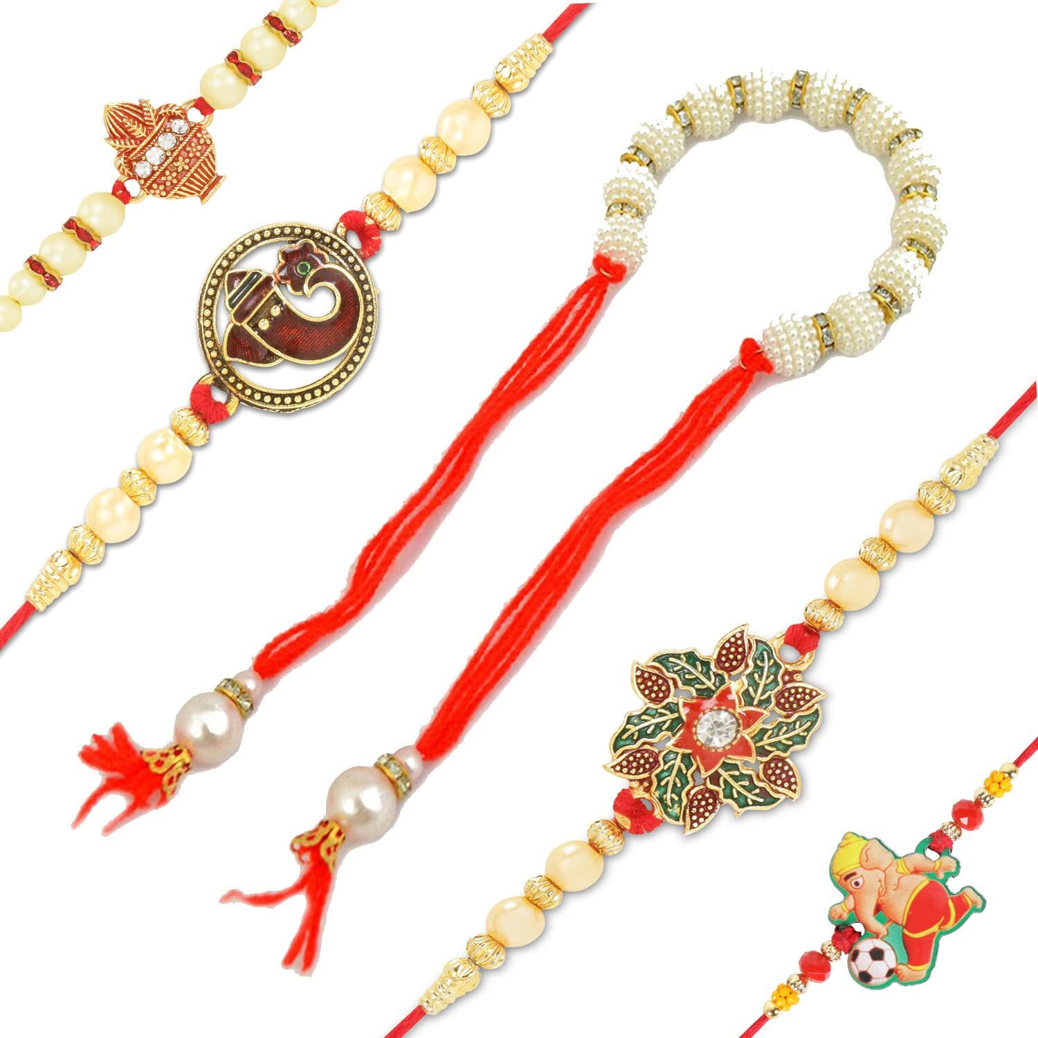 Riddhika Ventures Set of Multi Colour Family Rakhi with Roli Chawal and Greeting Card (K17E1G1M1P15)