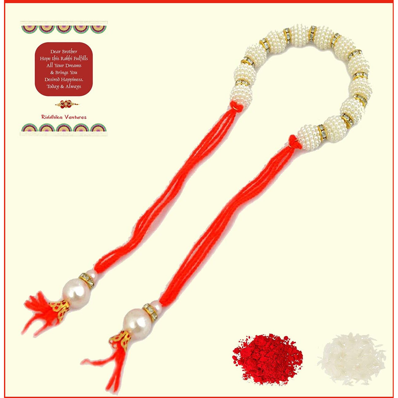 Riddhika Ventures Set of Multi Colour Family Rakhi with Roli Chawal and Greeting Card (K17E1G1M1P15)
