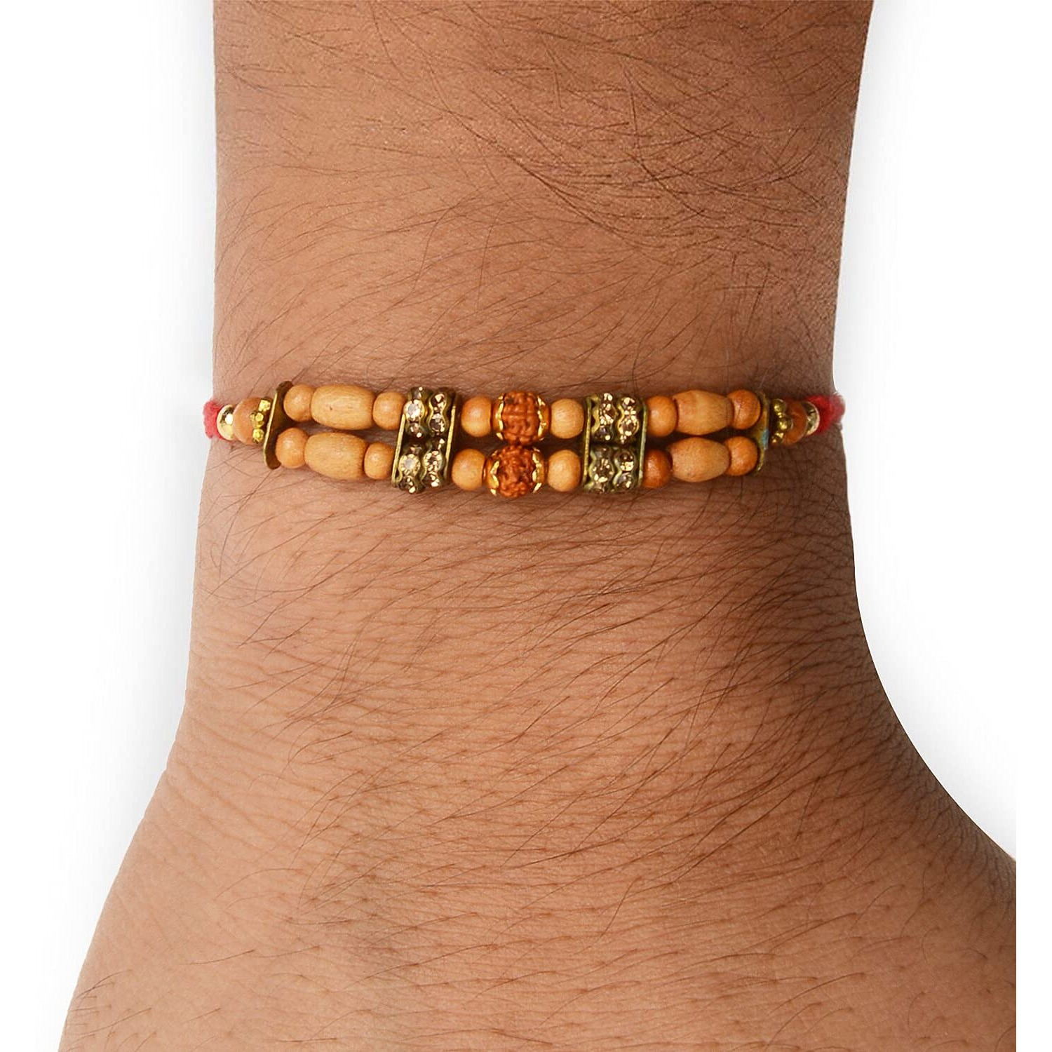 Accessorisingg Combo of 2 Gold Plated RUDRAKSH and PEARL Rakhi for Brother | Rakshabandhan 2021 [RAC055]