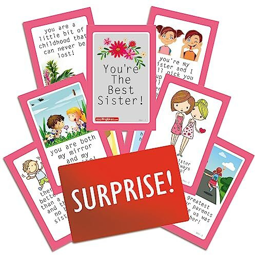 exciting Lives - Best Sister Gift Cards - Gift for Rakshabandhan, Rakhi, Birthday Thank you Love for Sister - for Sister, Cousins - Set of 8