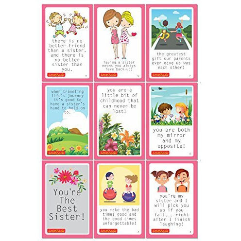 exciting Lives - Best Sister Gift Cards - Gift for Rakshabandhan, Rakhi, Birthday Thank you Love for Sister - for Sister, Cousins - Set of 8