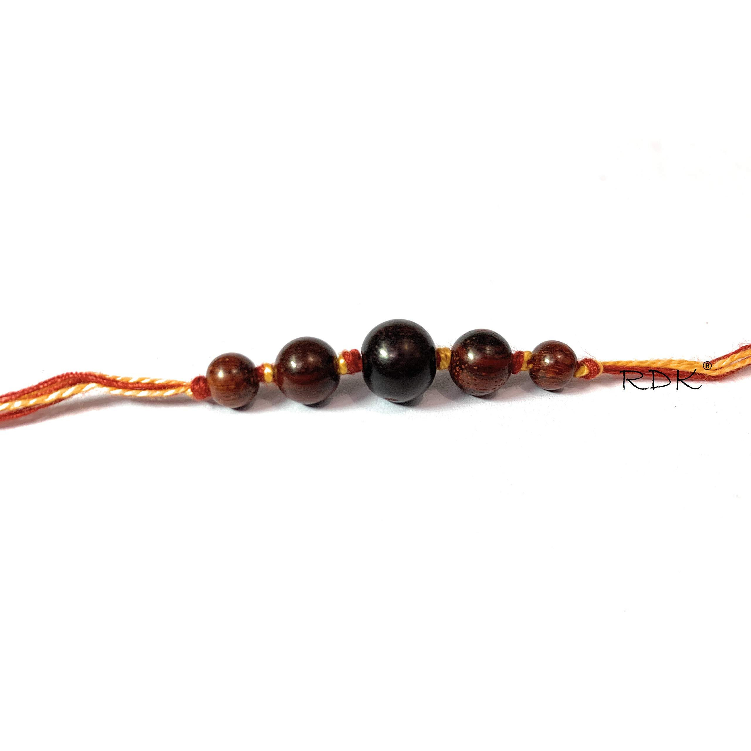 RDK Original Handcrafted Red Sandalwood Knotted Dora Rakhi Lal Chandan Designer Rakshbandhan Rakhis for Bhaiya Brother