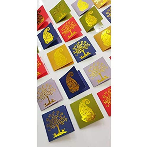 SATYAM KRAFT 50 Pcs Paper Small Traditional Printed Gift Tag For Notecards, Gifting, Anniversary, Birthday Thanksgiving, For rakhi, Rakshabandhan wishes (5.5 X 5 CM) (Multicolor)