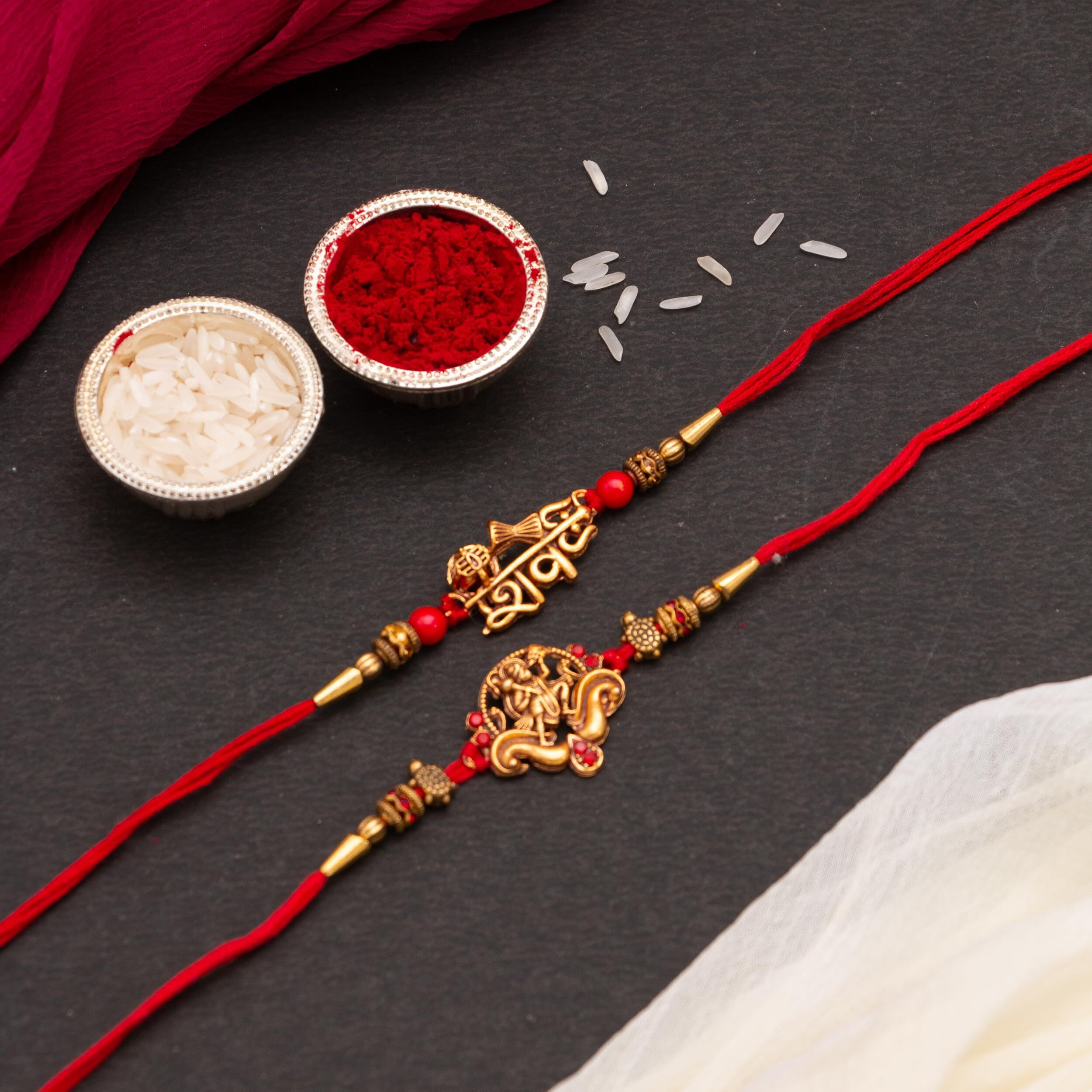 CraftVatika Rakhi Set of 2 for Brother Hanuman Ji Rakhi for Kids Bhaiya Brother Shiva Rakhi for Bhai Designer Rakhi Combo Set with Greeting Card