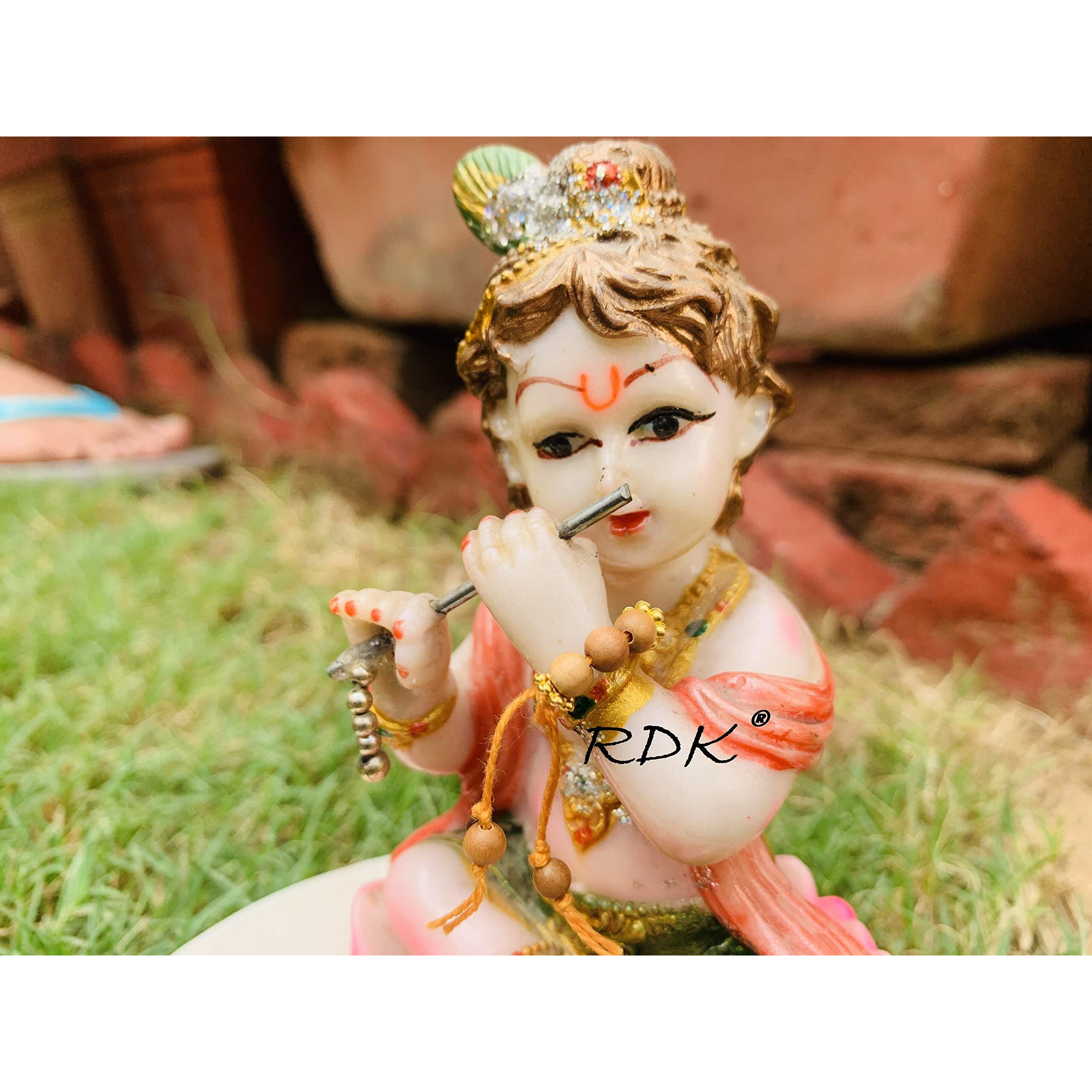 RDK Original Handcrafted Sandalwood Krishna Pattern Dora Rakhi Chandan Laddu Gopal Design Rakshbandhan Rakhis for Bhaiya Brother