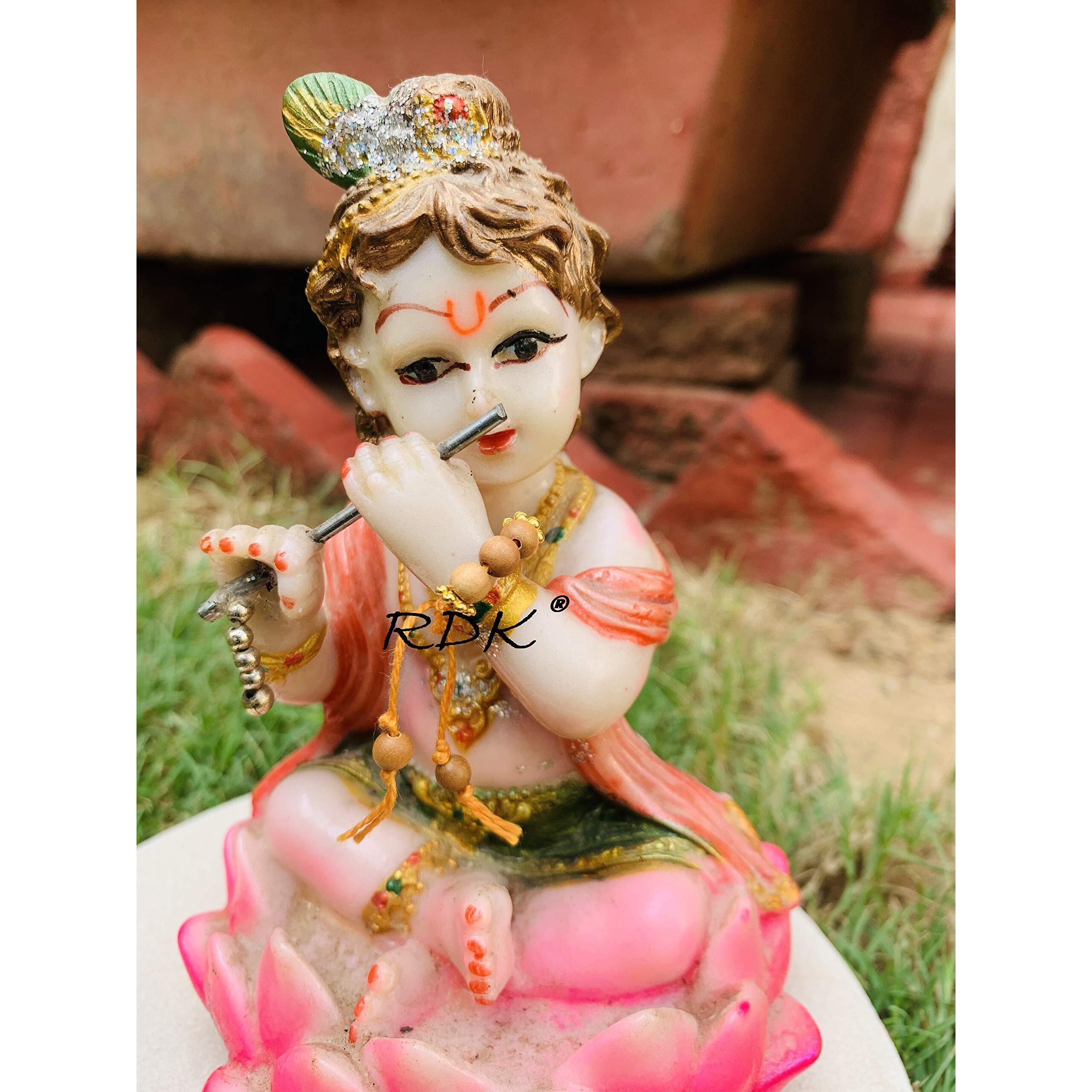 RDK Original Handcrafted Sandalwood Krishna Pattern Dora Rakhi Chandan Laddu Gopal Design Rakshbandhan Rakhis for Bhaiya Brother