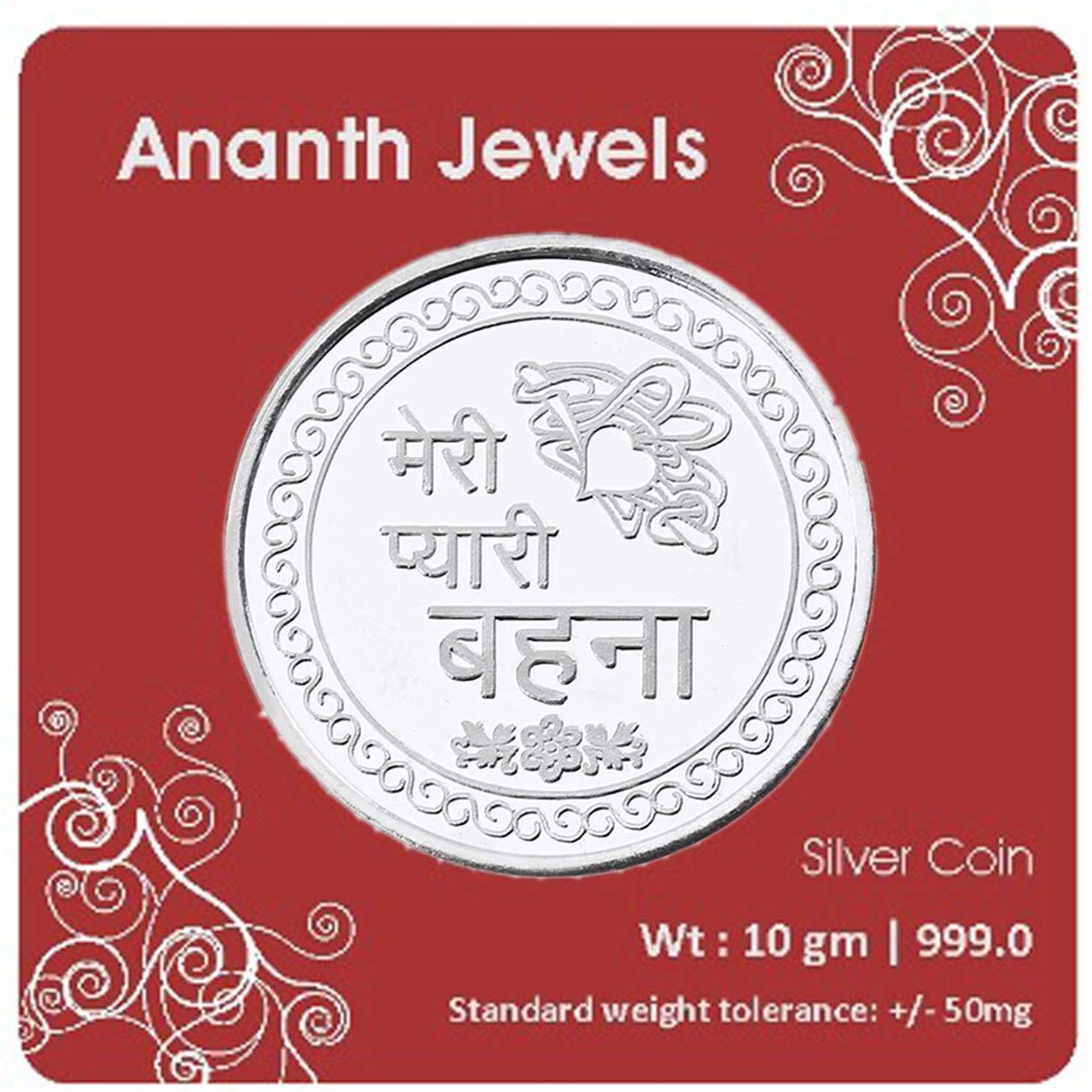 Ananth Jewels 2023 Meri Pyaari BehaanaBis Hallmarked Silver Coin Gift For Sister Raksha Bandhan Rakhi