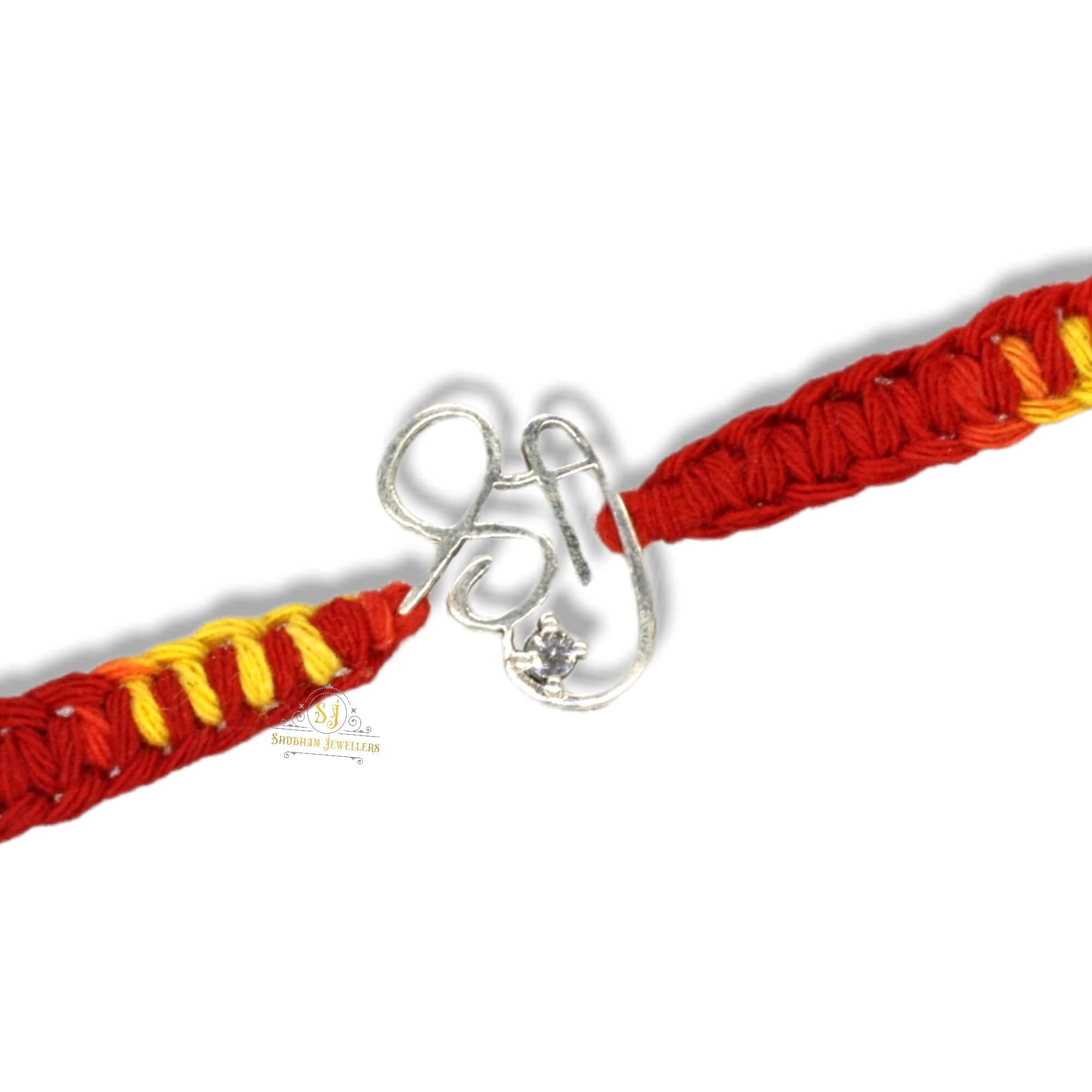 SJ SHUBHAM JEWELLERS 925 Sterling Silver Rakhi for brother God Rakhi Bracelet Raksha Bandhan Pure Cotton For Men, Rakhi With Roli Chawal
