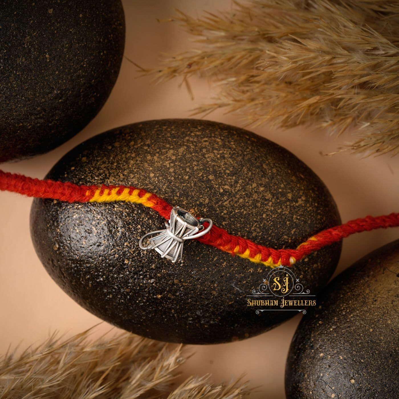 SJ SHUBHAM JEWELLERS Pure 925 Sterling Silver Rakhi for brother Charm Bracelet Raksha Bandhan With Pure Cotton Thread For Men, Boys, Rakhis Dmrupndfba
