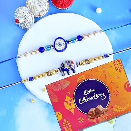 Rakhi Gift for Brother with Chocolates Gift Combo | Premium Rakhis with Chocolates and Roli Chawal Tika | Rakhi for Brother - Rakhi with Gift Hamper (Combo-2)