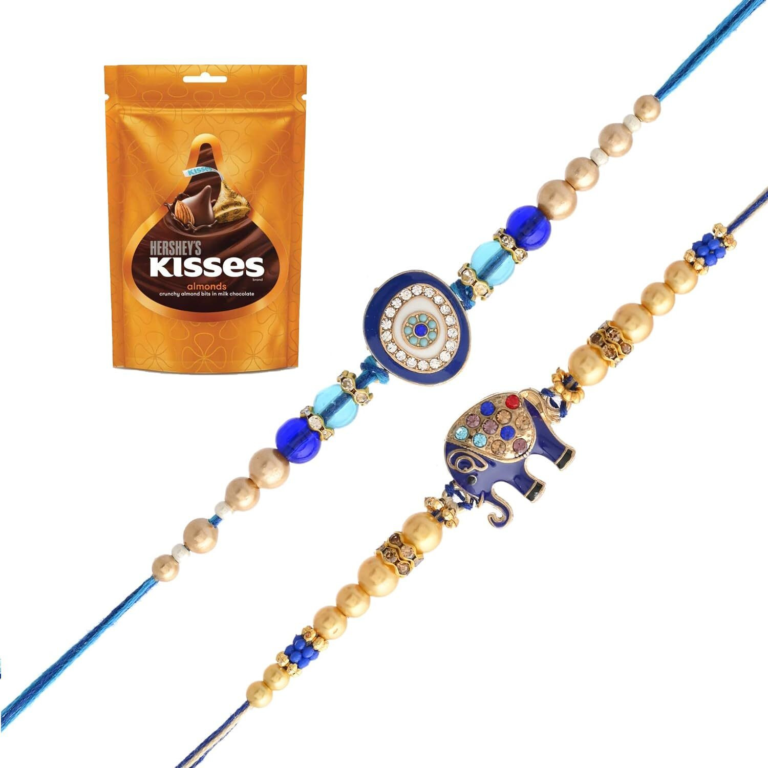 Rakhi Gift for Brother with Chocolates Gift Combo | 2 Premium Rakhis with Chocolates and Roli Chawal Tika | Rakhi for Brother - Rakhi with Gift Hamper (Combo-1)