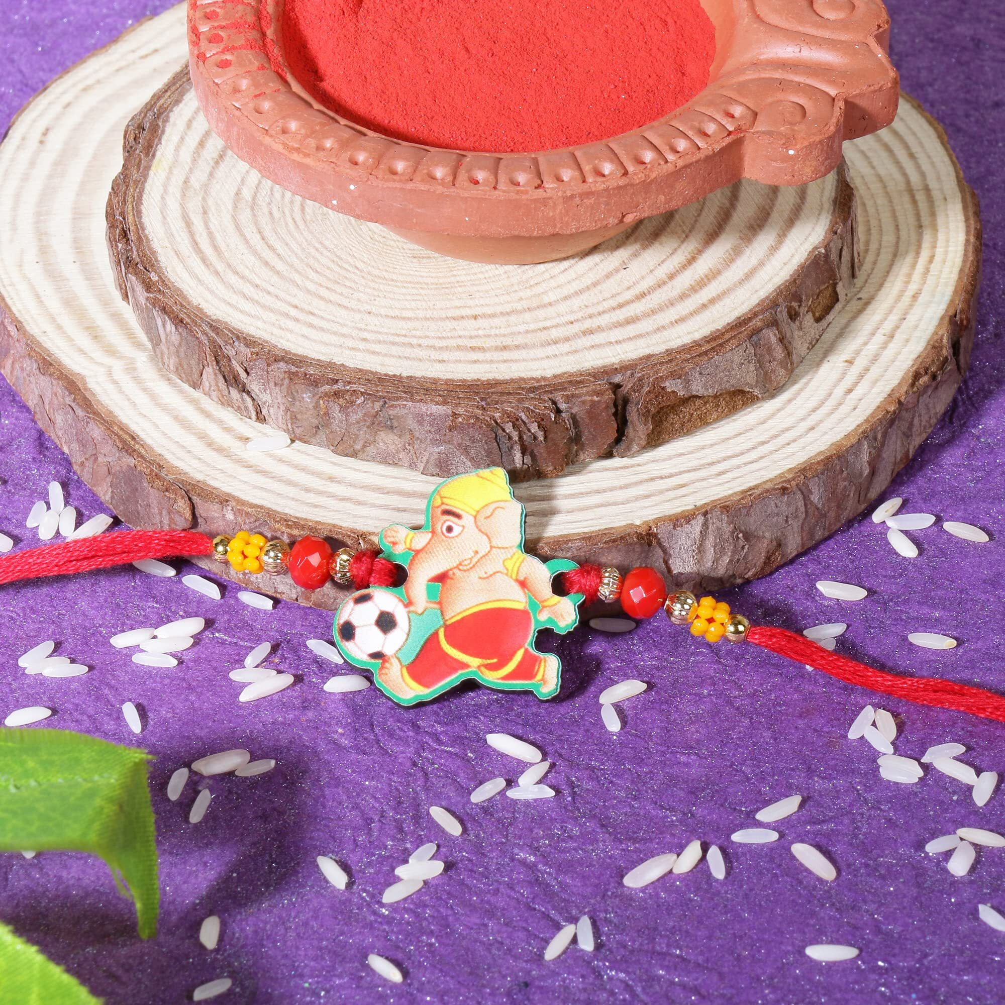 Riddhika Ventures Stylish Kids Rakhi Bracelet with Roli Chawal and Greeting Card (P15)