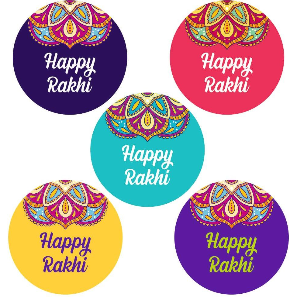 SVM CRAFT Raksha Bandhan Stickers 80 Pieces Rakhi Labels Rakhi Stickers for Rakhi Rakhsha Bandhan Tags Adhesive Paper Stickers Pack of 80(RAKHI-02)