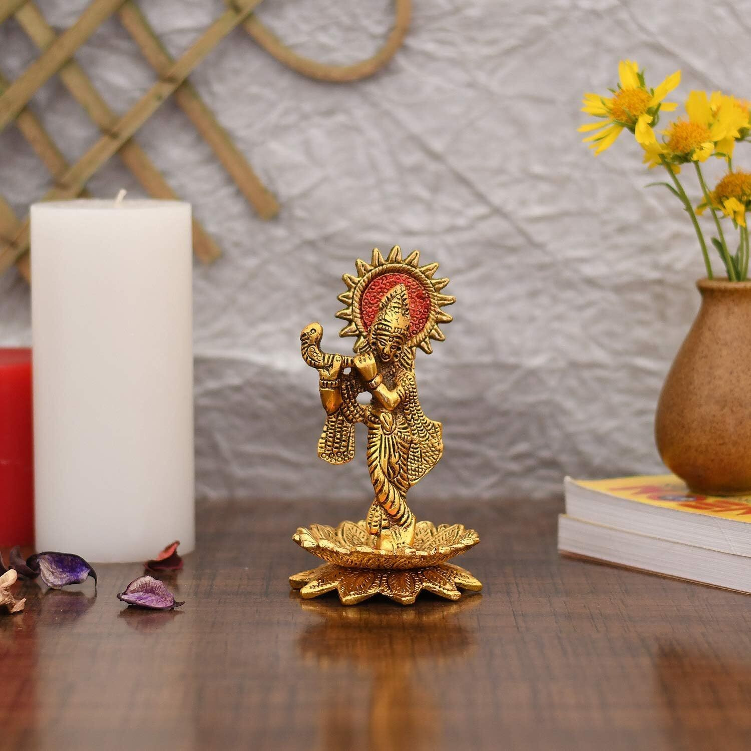 Collectible India Rakhi for Brother and Bhabhi Kids with Gift Combo - Rakshabandhan Gifts for Sister - Krishna Idol Statue for Home Decor, Home Decoration Items (M4- Pair with Kids Combo)