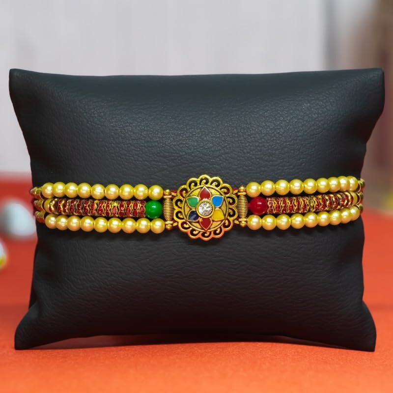Canton Rakhi Combo Gift Hamper Pack of 2 Rakhi For Brother With Chocolate, Rakhi With Cadbury Dairy Milk, Greeting Card & Roli Tilak (Design-1, 2 Rakhi With Cadbury)