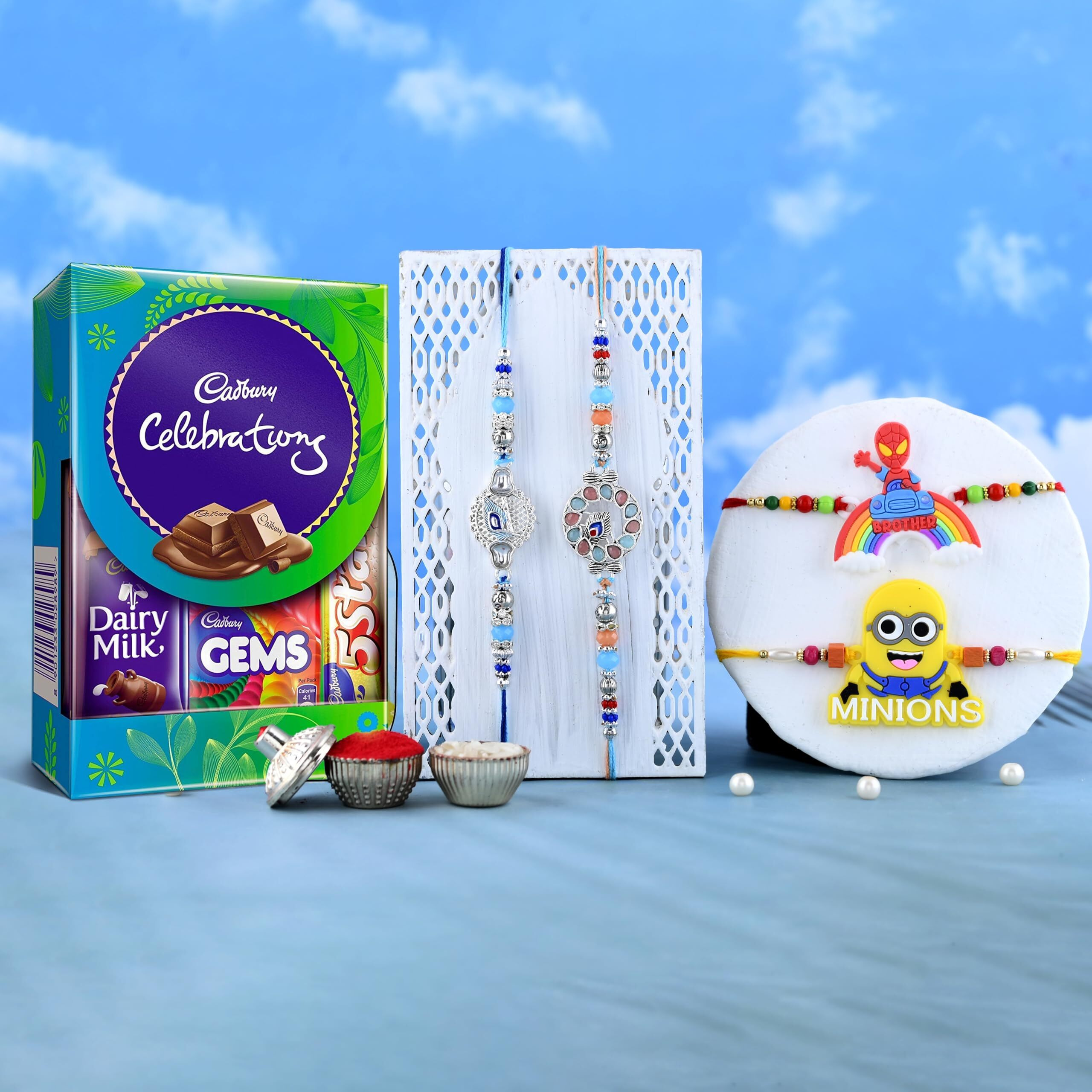 Rakhi for Brother Chocolates Gift Combo Rakhi Set Brother Bhaiya Kids Men Girls Sister, Rakhi Chocolates Combo Rakhi with Gift Hamper (Type-1)