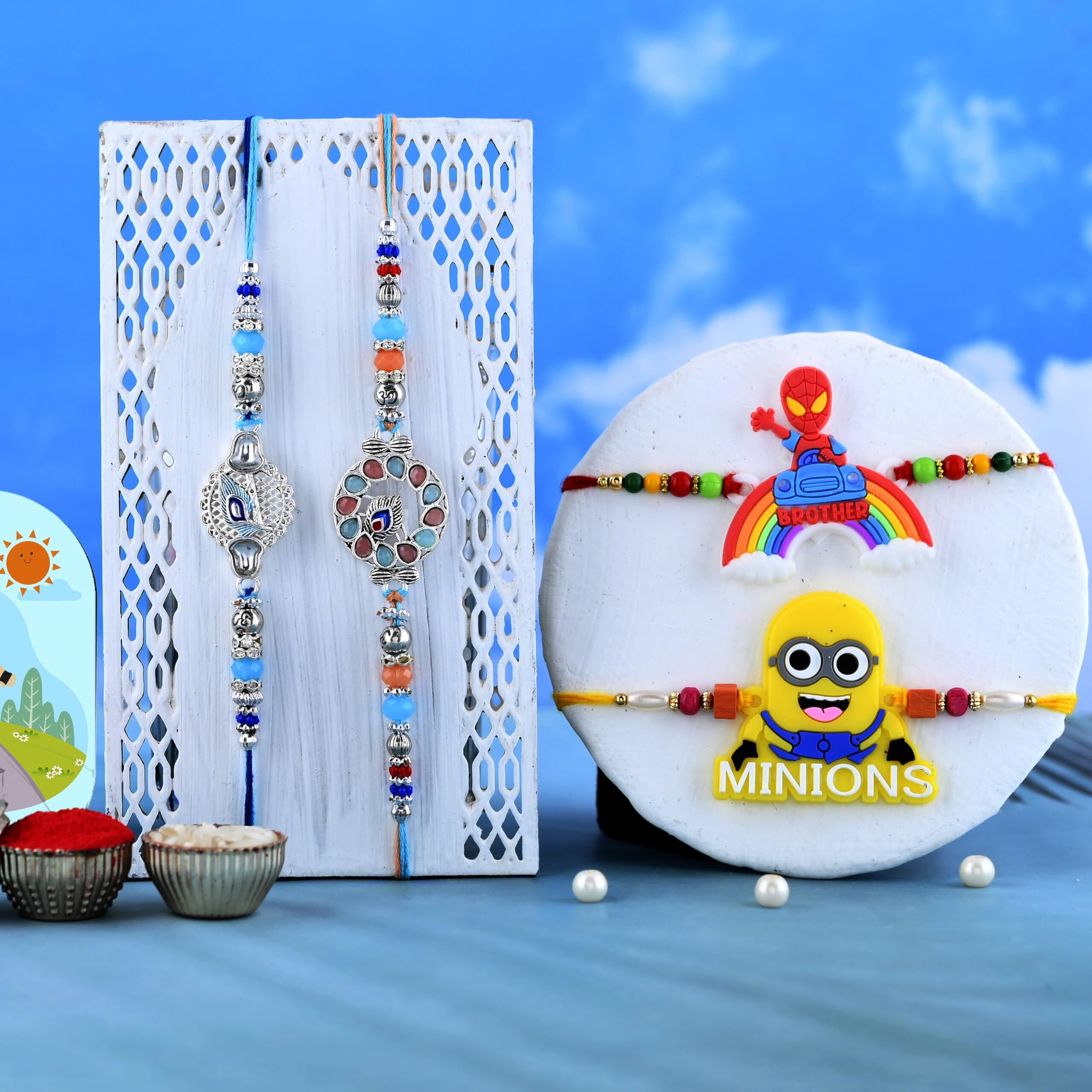 Rakhi for Brother Chocolates Gift Combo Rakhi Set Brother Bhaiya Kids Men Girls Sister, Rakhi Chocolates Combo Rakhi with Gift Hamper (Type-1)
