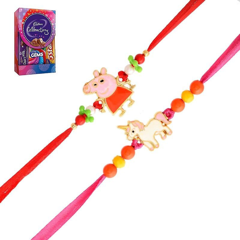 CraftVatika Chocolates with Rakhi Gift Combo for Brother Boy Kids Sister Rakhi Set of 2 for Kids Boys Girls Rakhi Chocolates Gift Rakhi with Gift Hamper (RAKHI514-SCCOMBO)