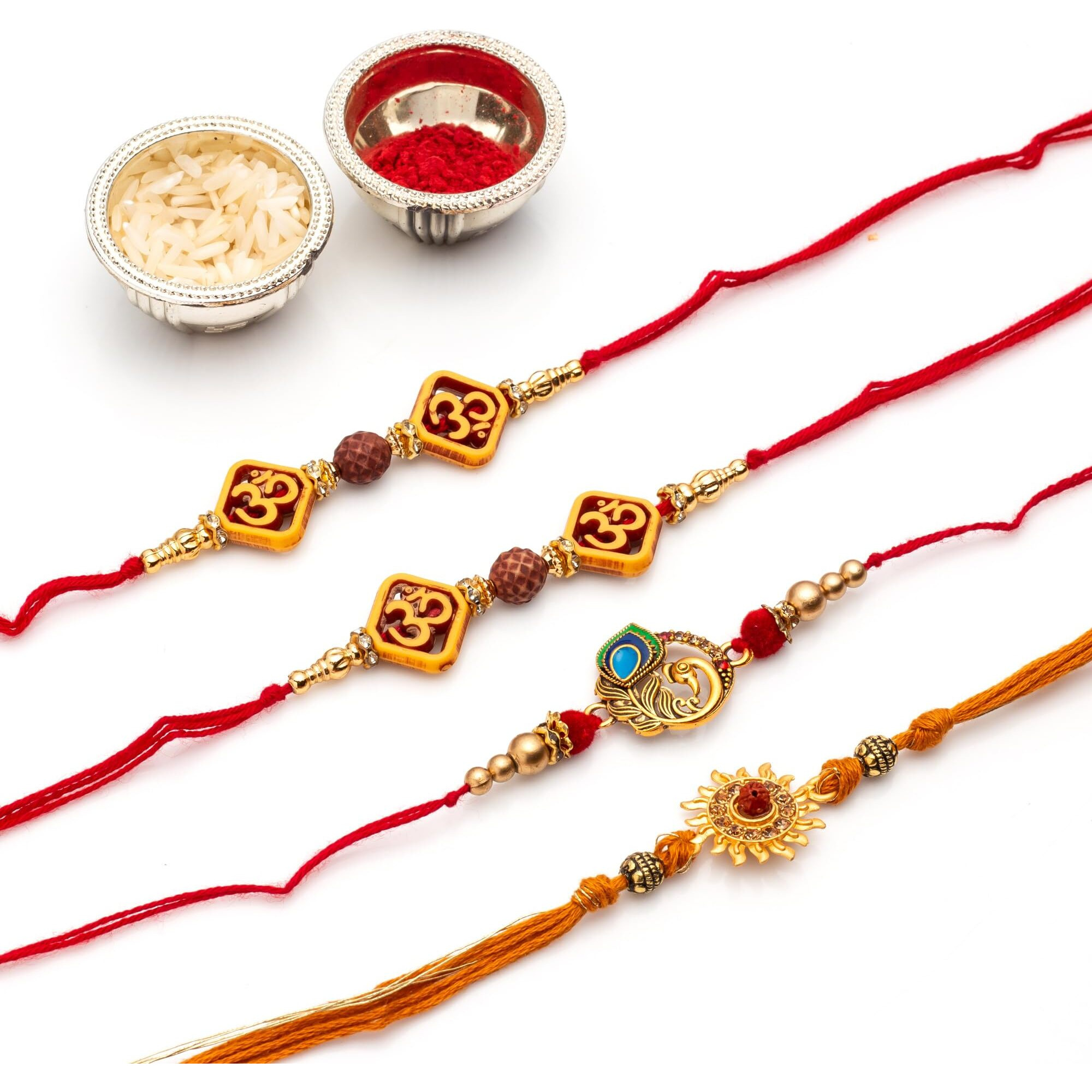 Set of 4 Rakhi Rakhi For Brother With Chocolate Combo, Gift for Brother, Rakhi Gift Hamper Rakhi Gift with Cadbury, Rakhi for brother with chocolate Gifts Combo SetGreeting Card, Set of 4 Rakhi