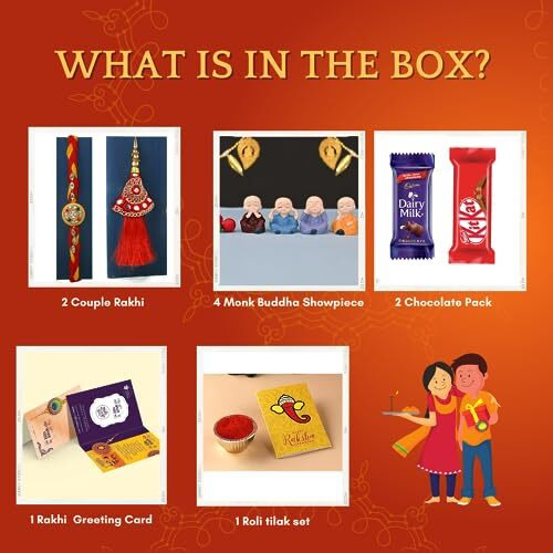 CraftVatika Rakhi Gift for Brother and Bhabhi with Gift Chocolate Hamper - Red Floral Lumba Rakhi for Bhabhi with Miniature Gift