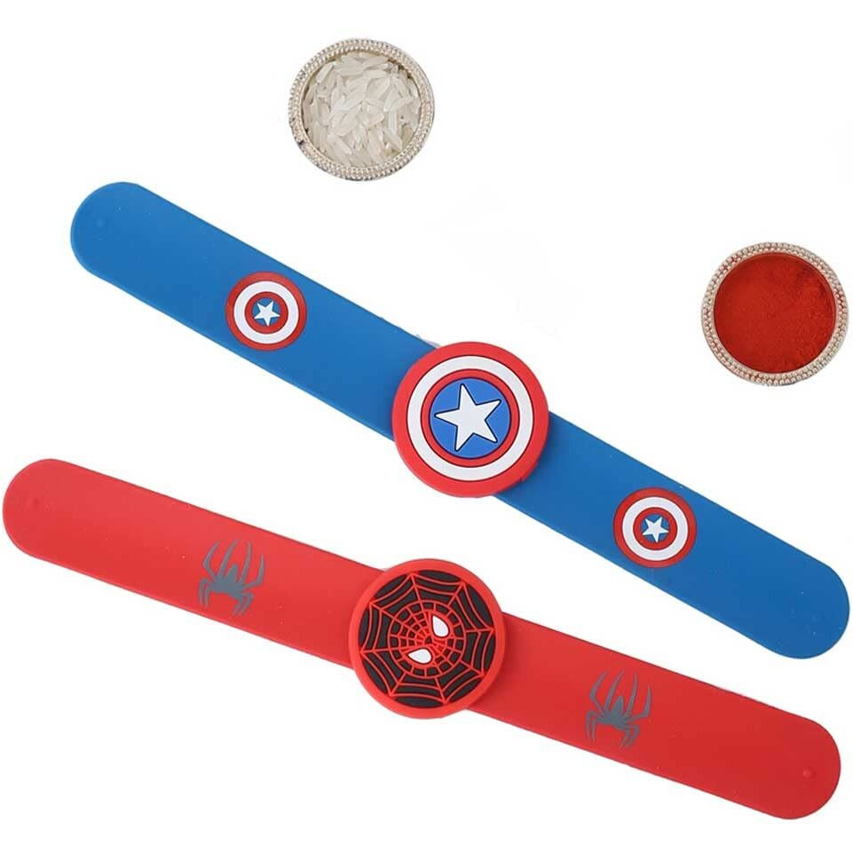 CraftVatika Kids Rakhi for Brother Combo with Chocolate Gift Hamper, Kids Wrist Slap Band Rakhi with Cadbury Celebration Chocolates for Boy Girl with Greeting Card