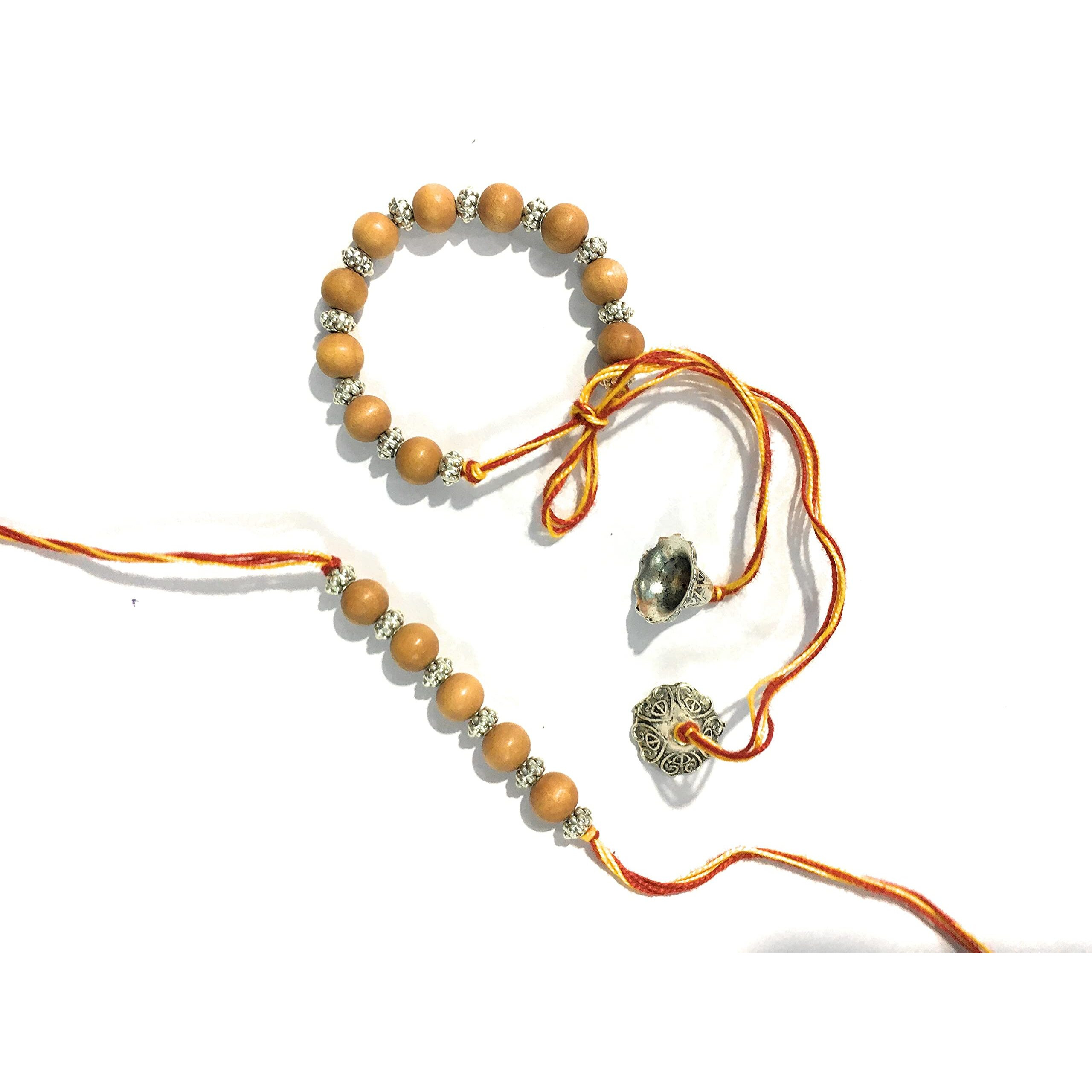 RDK Original Sandalwood (Chandan) Rakhi for Bhaiya Bhabhi/Designer Rakhi for Brother/Bro/Bhai | Lumba Rakhi for Bhabhi (COUPLE RAKHI)