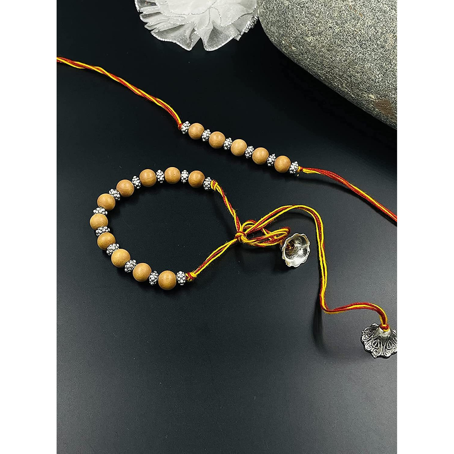 RDK Original Sandalwood (Chandan) Rakhi for Bhaiya Bhabhi/Designer Rakhi for Brother/Bro/Bhai | Lumba Rakhi for Bhabhi (COUPLE RAKHI)