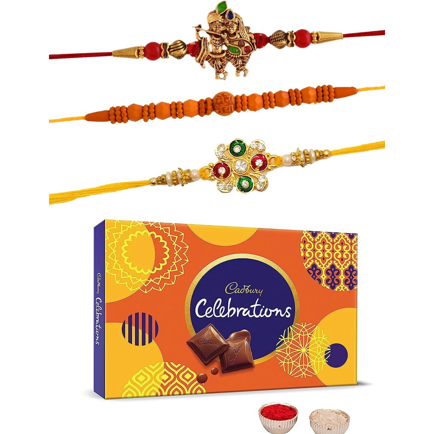 Set of 3 Rakhi for brother with chocolate Gifts Combo Set,Rakhi For Brother With Chocolate Combo, Gift for Brother, Rakhi Gift Hamper Bhai Bahan Rakhi, Cadbury Rakshabandhan Bhai Bhabhi HamperCard