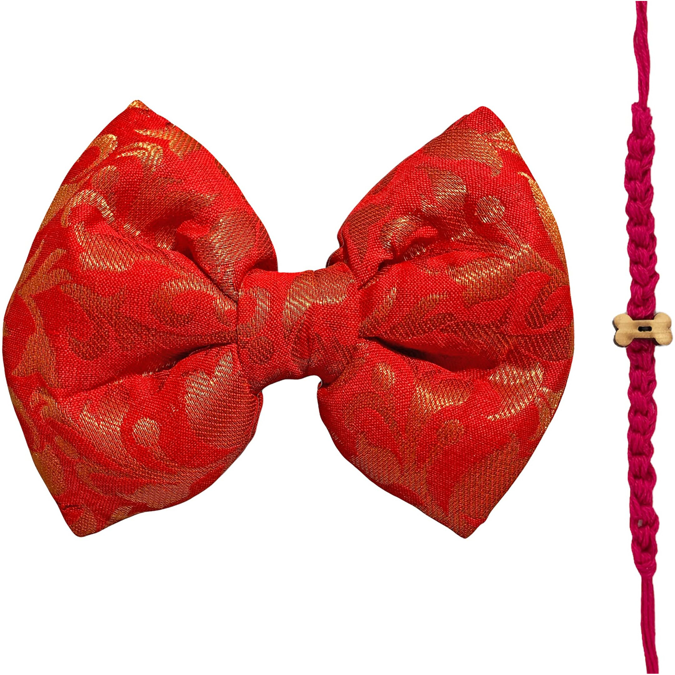 For The Fur Kids Dog Bow Tie & Colourful Rakhi Combo Dog Rakhi Gift (Traditional)