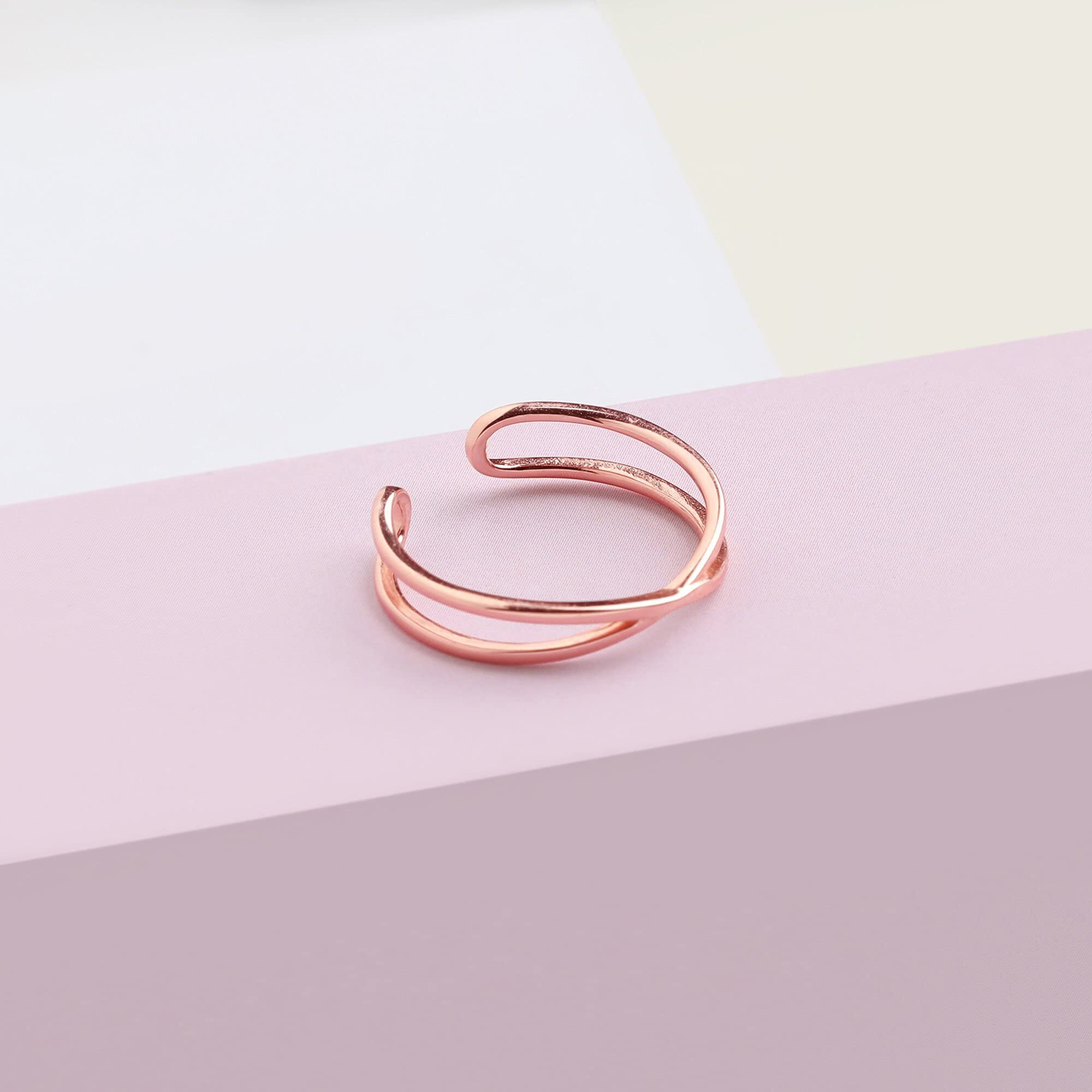 GIVA 925 Silver Rose Gold Weave Ring , Adjustable | Gifts for Girlfriend, Rakhi Rakshabandhan Gift for Sister Bhabhi , Gifts for Women & Girls | With Certificate of Authenticity and 925 Stamp | 6 Month Warranty*