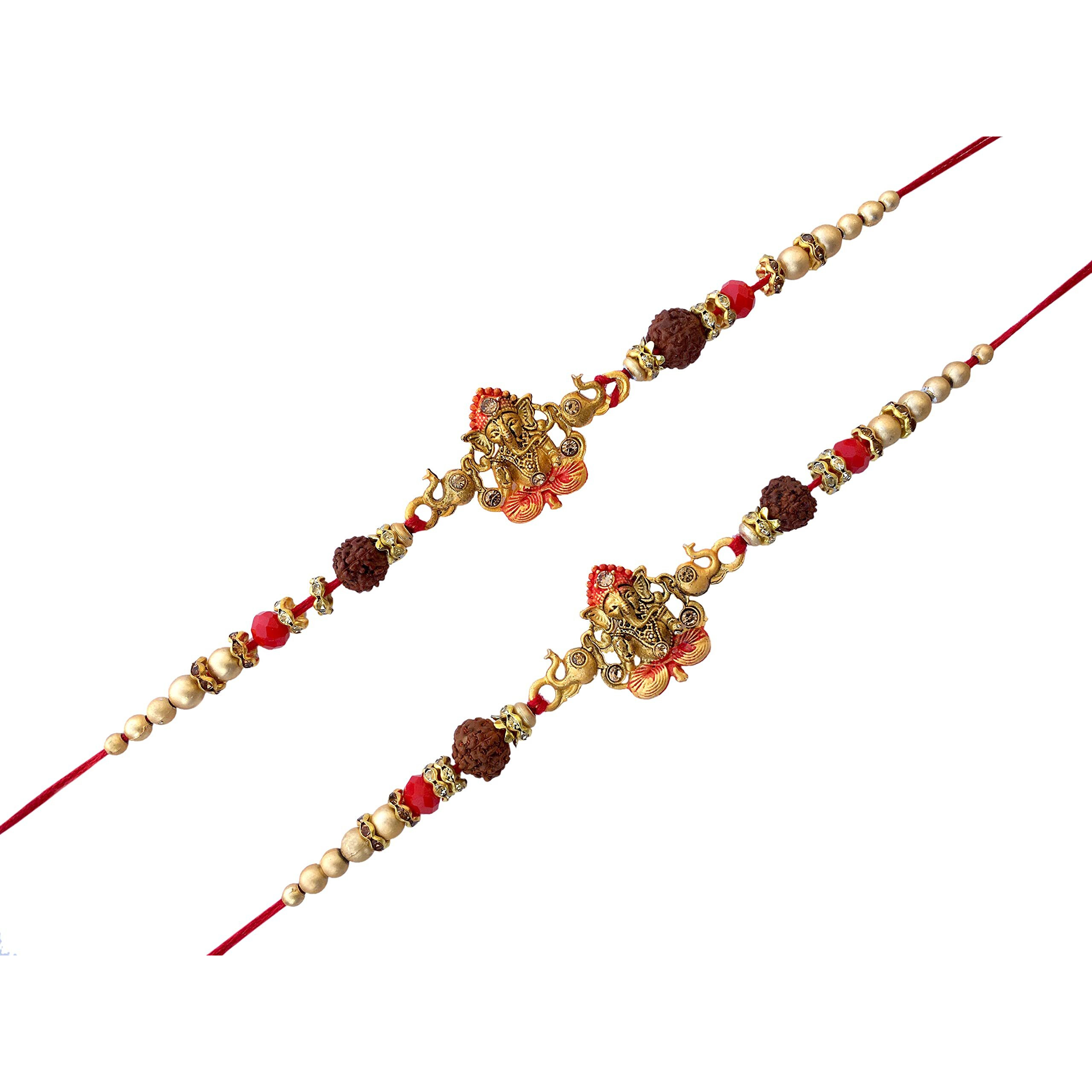 Radhakrishan Designer Rakhi Pooja thali Combo-Rakhi Gift for Brother with Greeting Card- Unique Design (Set of 8)