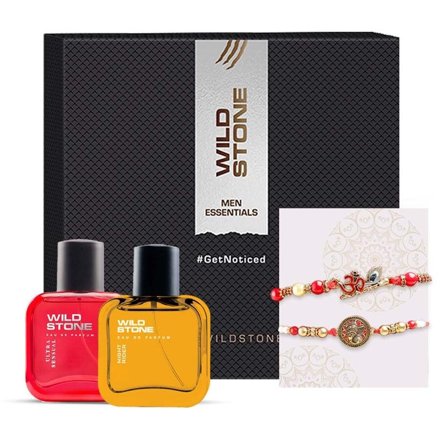 Wild Stone Rakhi Gift Hamper for Brother with Night Rider and Ultra Perfume 30ml each with 2 Rakhi