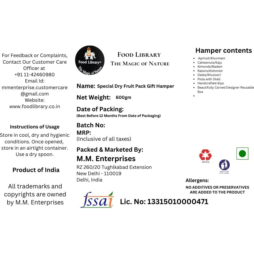 Food Library The Magic of Nature Diwali Special Dry Fruit Pack Gift Hamper (Assorted Dry Fruits & Diya)