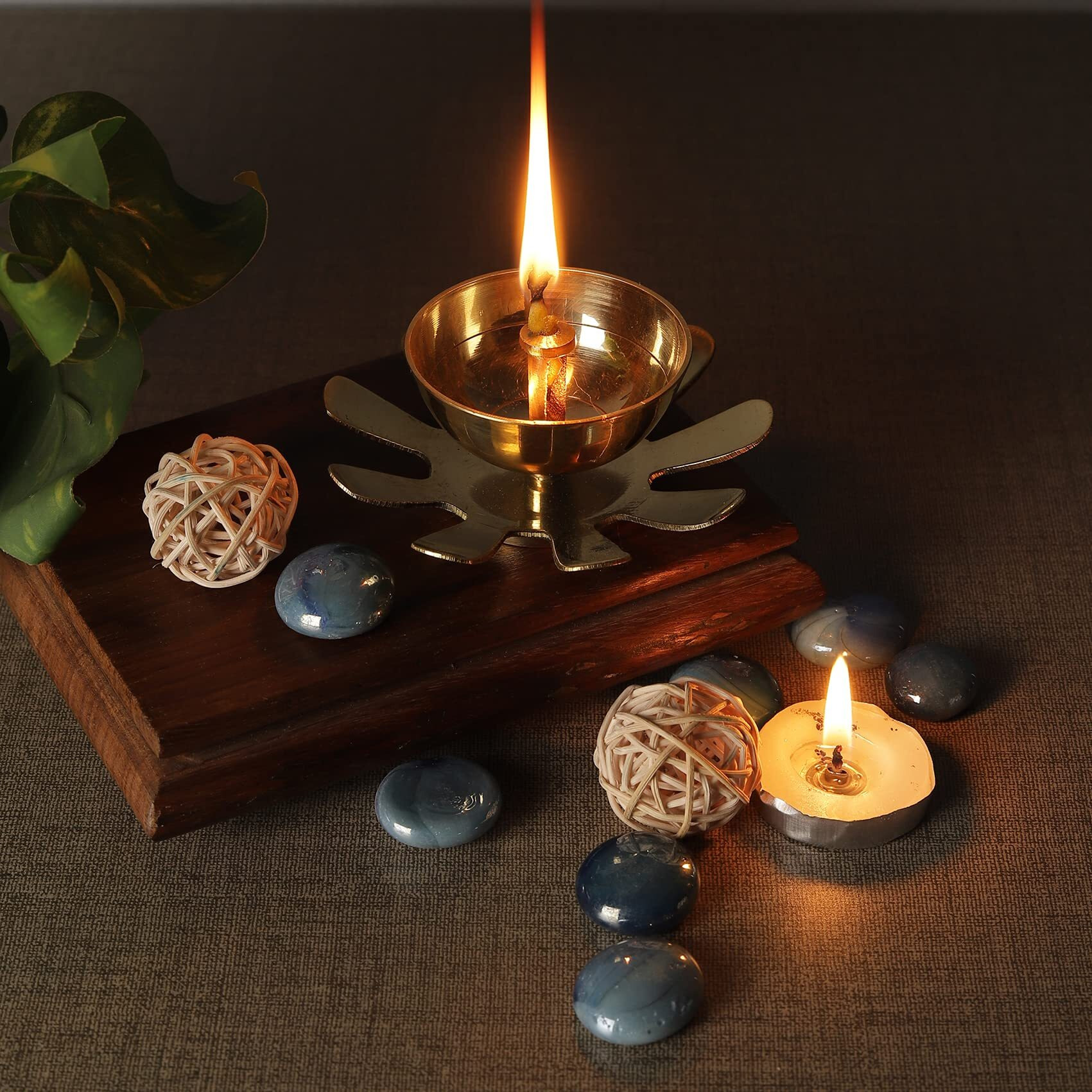 Klassic Decorative Designer Lotus Petal Shaped Akhand Diya for Temple, Home, Festivals, Puja| Kamal Shape Diwali Diya (Medium, Gold)