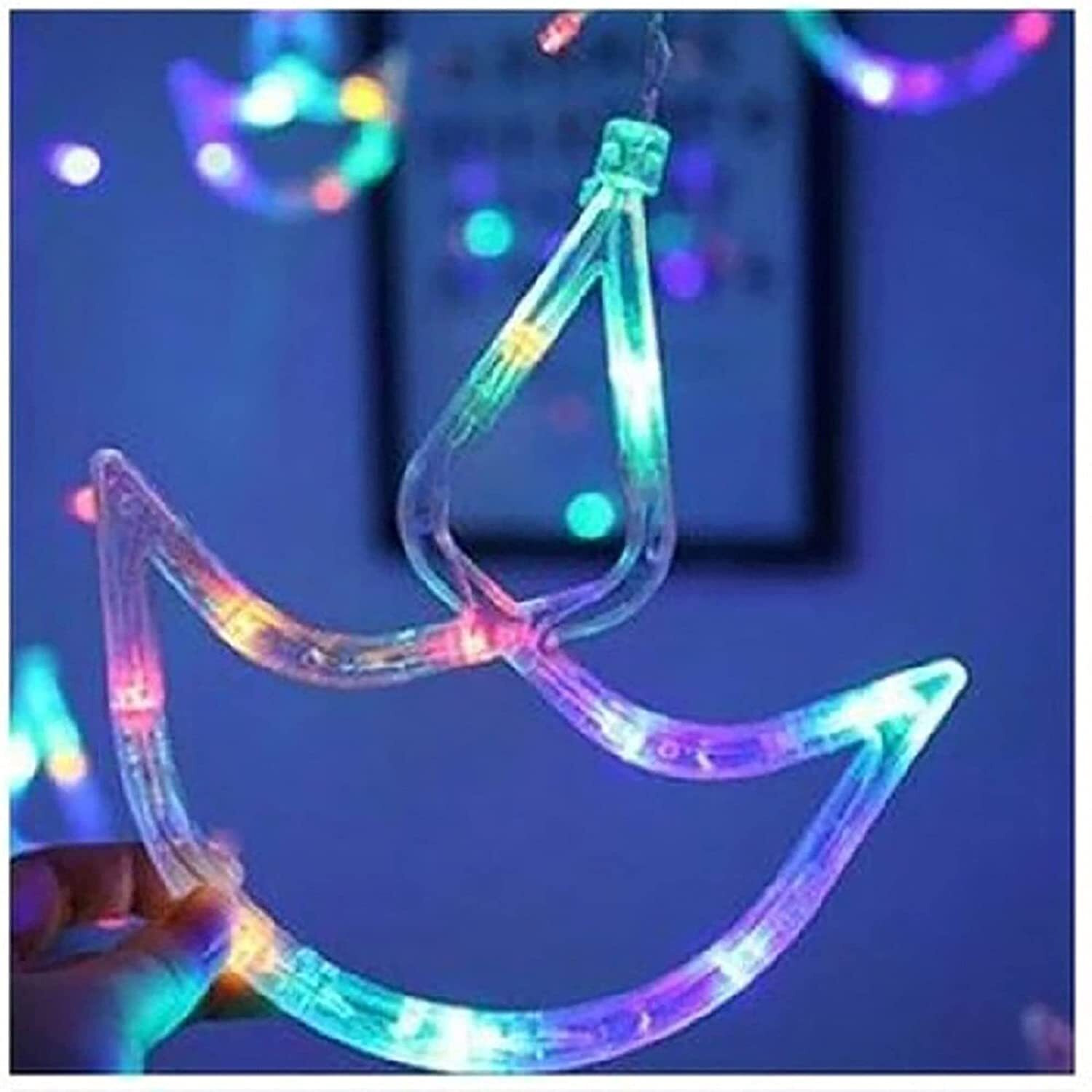 Lexton Diya Curtain Light | 12 Diya | 6 Big Diya 6 Small Diya | 8 Flashing Modes | for Indoor & Outdoor Decorations (Multicolor, Pack of 3)
