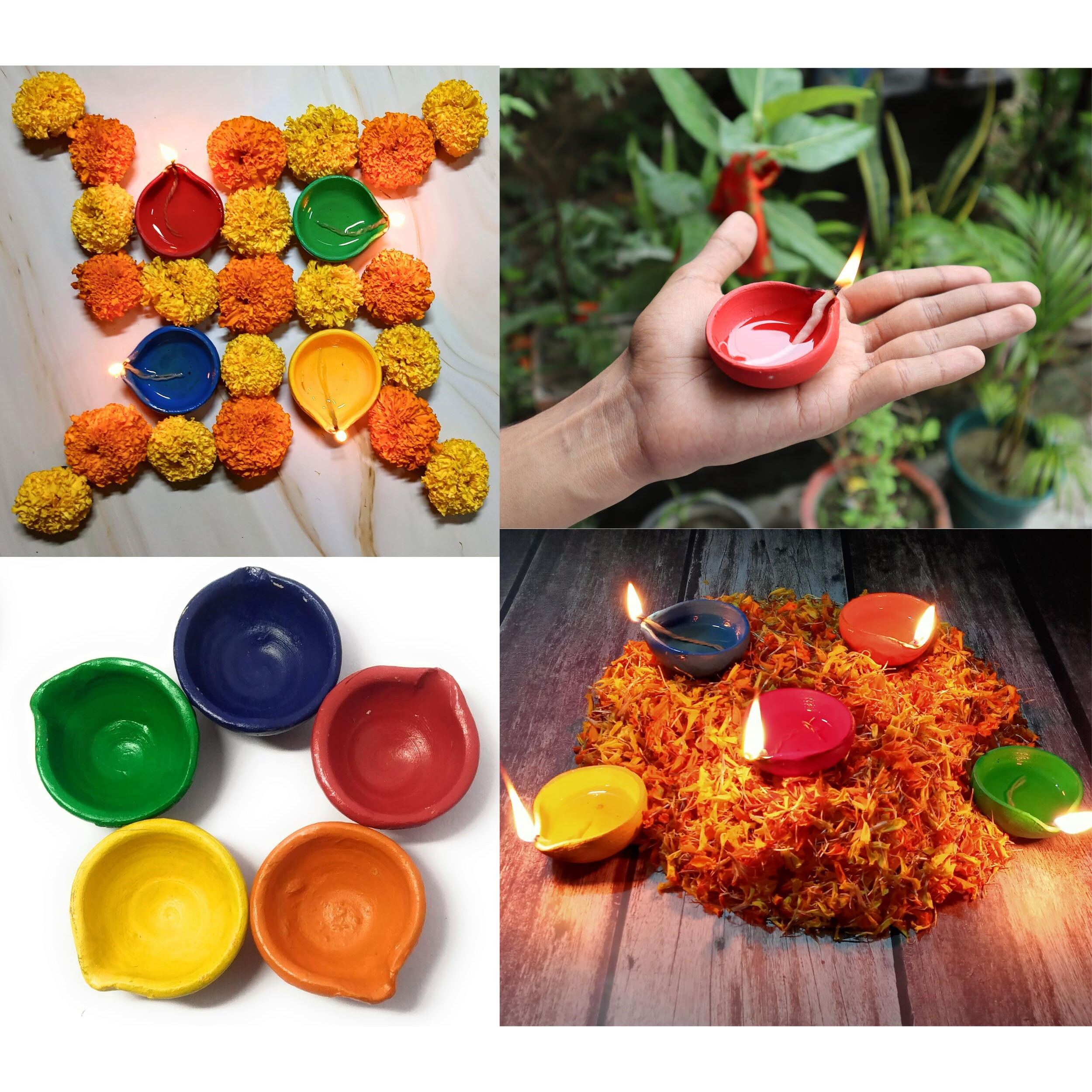 Indian Karigar Diya for Diwali Decoration Items for Home Decor 50 Colourful Clay Diya Decorative Diyas for Diwali Festival Diwali Diyas for Decoration (Diya for Diwali)