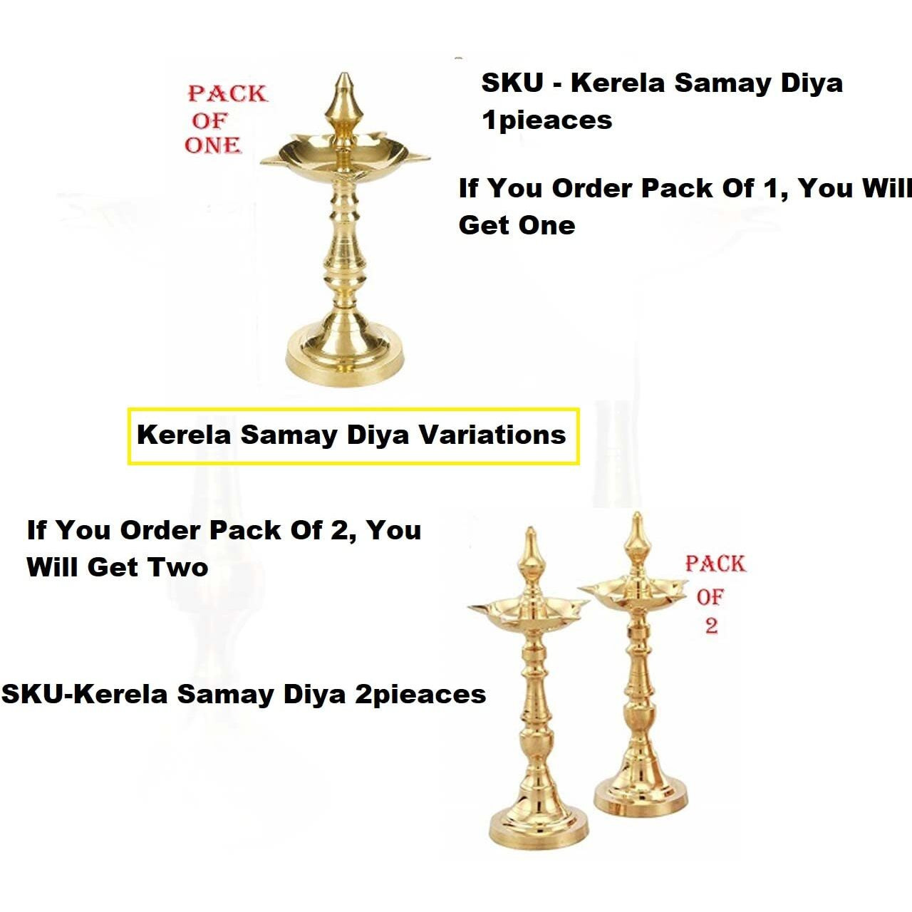 Denique Brass Traditional Kerala Oil/Ghee Diya, Deepak, Lamp Long Diyas for Home, Pooja Room, Pancharti | Panchmukhi Pital Diya, Decoration, Aarti, Diwali Height 19 C.M(PACK of 2)