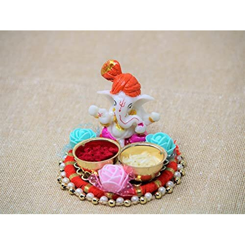 JH Gallery Lord Ganesh Chandan Roli Kumkum Chawal Holder Home Decorative Items Chopda for Pooja and Gift Purpose (Pack of 1)