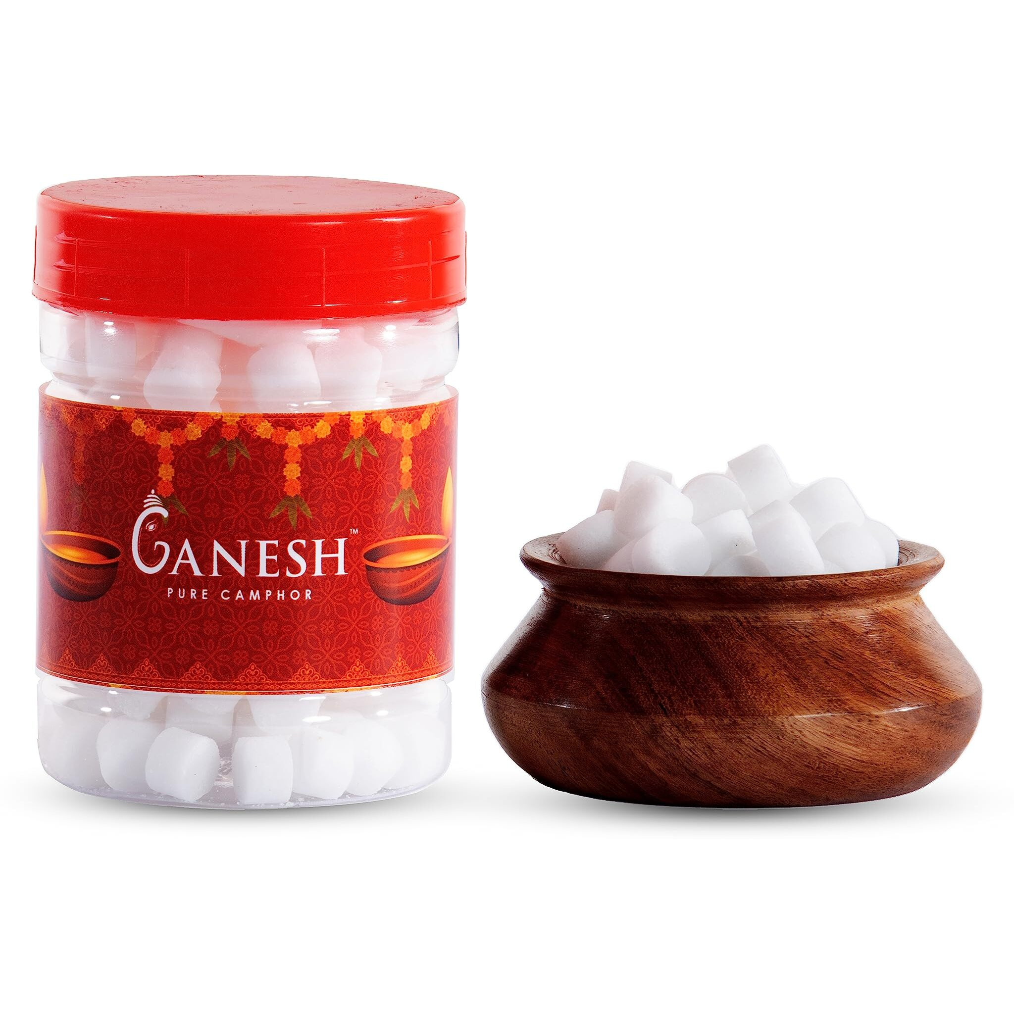 GANESH PURE CAMPHOR Tablet 100 G JAR (Available in 4 Shapes) - Round Shape