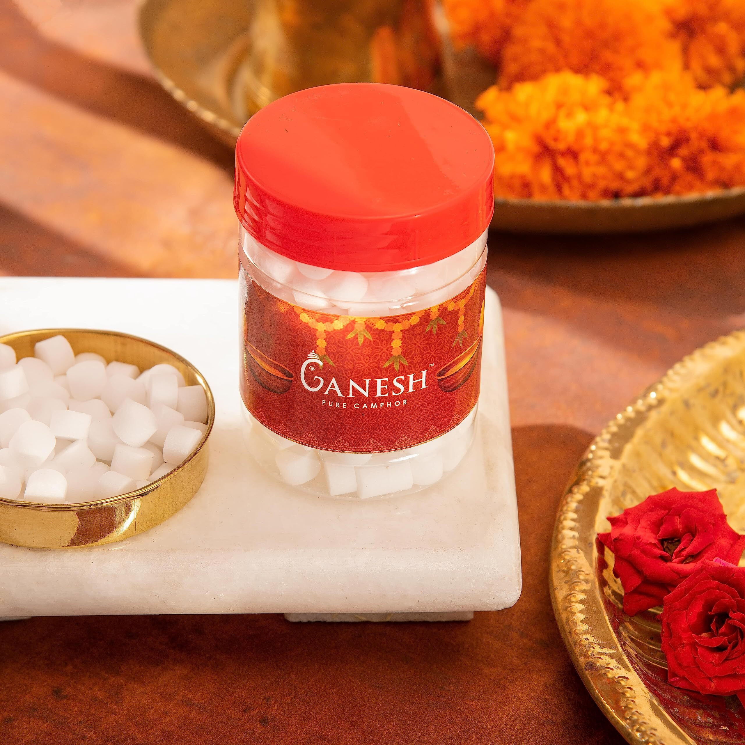 GANESH PURE CAMPHOR Tablet 100 G JAR (Available in 4 Shapes) - Round Shape