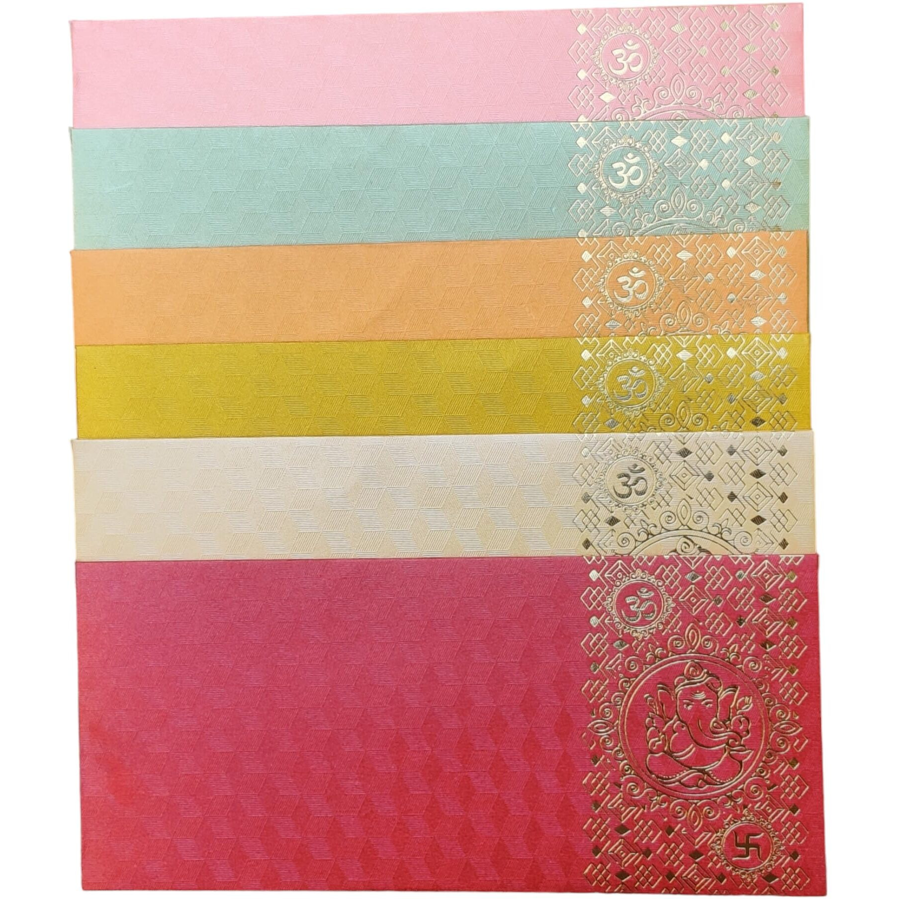 Jhintemetic - Pack of 25 Matellic 5 Colours of 5 Each Randomly Picked Colourful Designer Shagun Lifafa/Money Gift Envelope with Lattice Ganpati for Gifting Money on any occasion