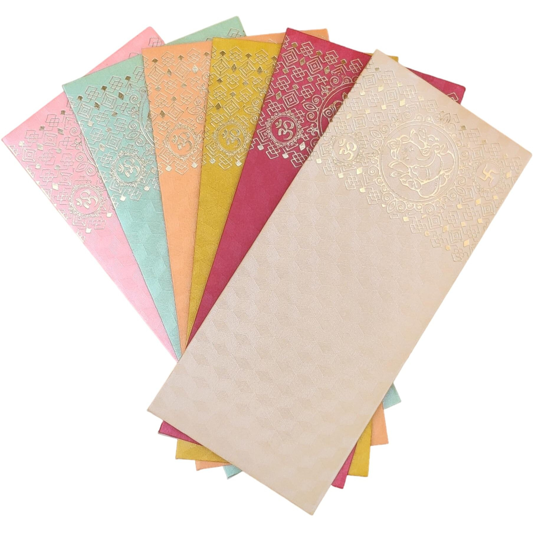 Jhintemetic - Pack of 25 Matellic 5 Colours of 5 Each Randomly Picked Colourful Designer Shagun Lifafa/Money Gift Envelope with Lattice Ganpati for Gifting Money on any occasion