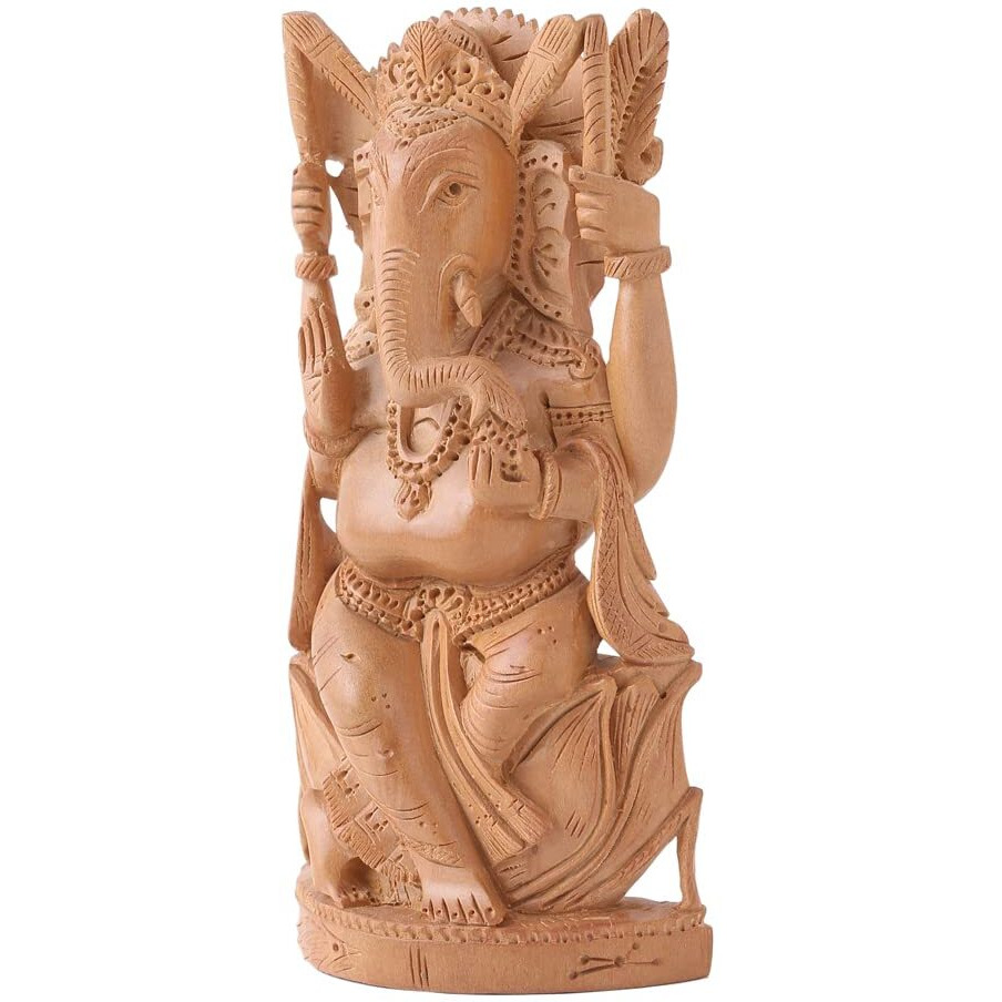 YSK Sandalwood Lord Ganesha Idols for Home Decor and Office | Wooden Statute Car Dashboard | Showpiece for Living Room | Ganesh Ji murti | Gift Temple Pooja Spiritual | Showpiece (3 inches)